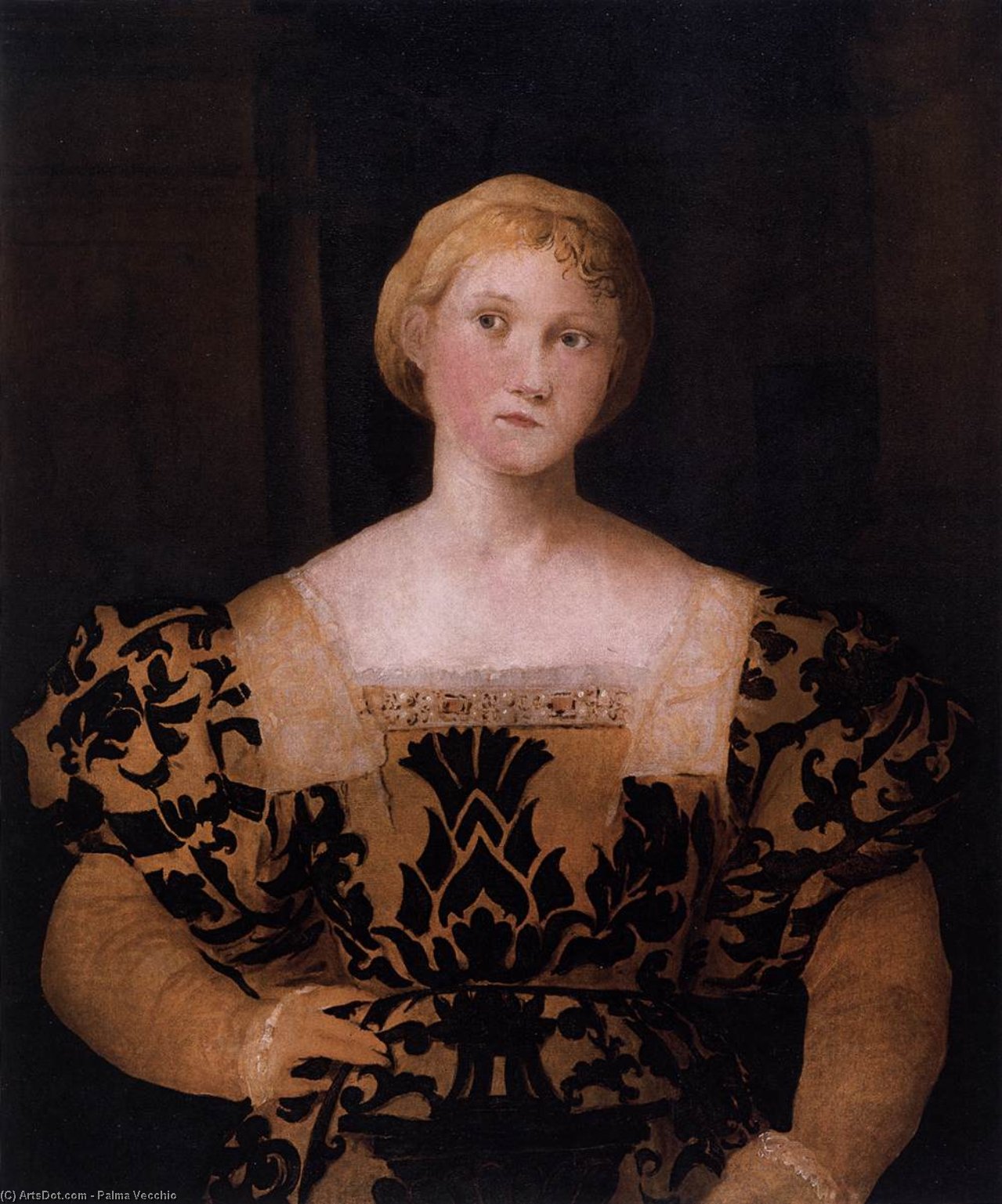 Buy Museum Art Reproductions Portrait of Paola Priuli, 1527 by Palma Vecchio (1480-1528) | ArtsDot.com