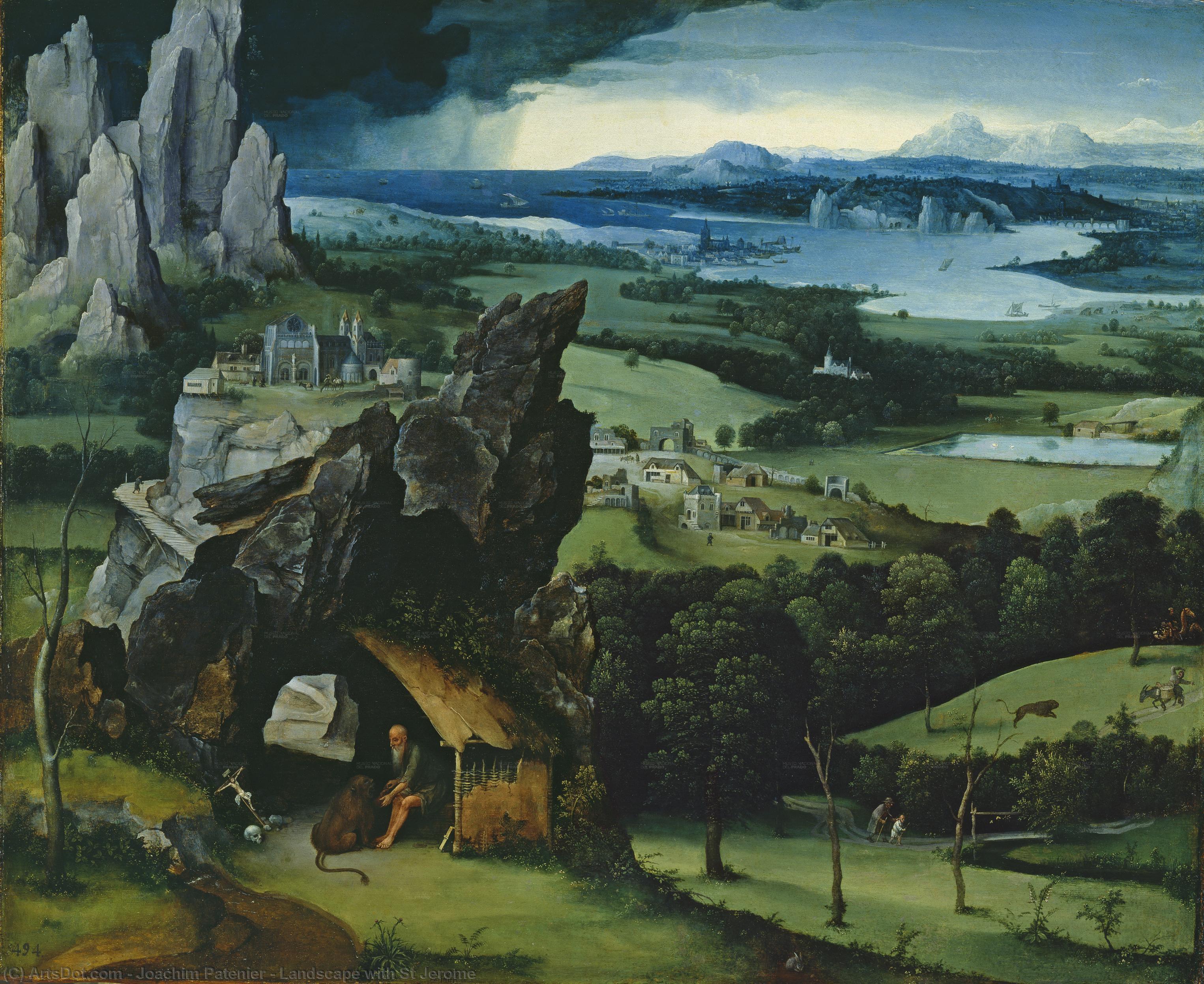 Buy Museum Art Reproductions Landscape with St Jerome, 1515 by Joachim Patenier (1481-1524, Belgium) | ArtsDot.com