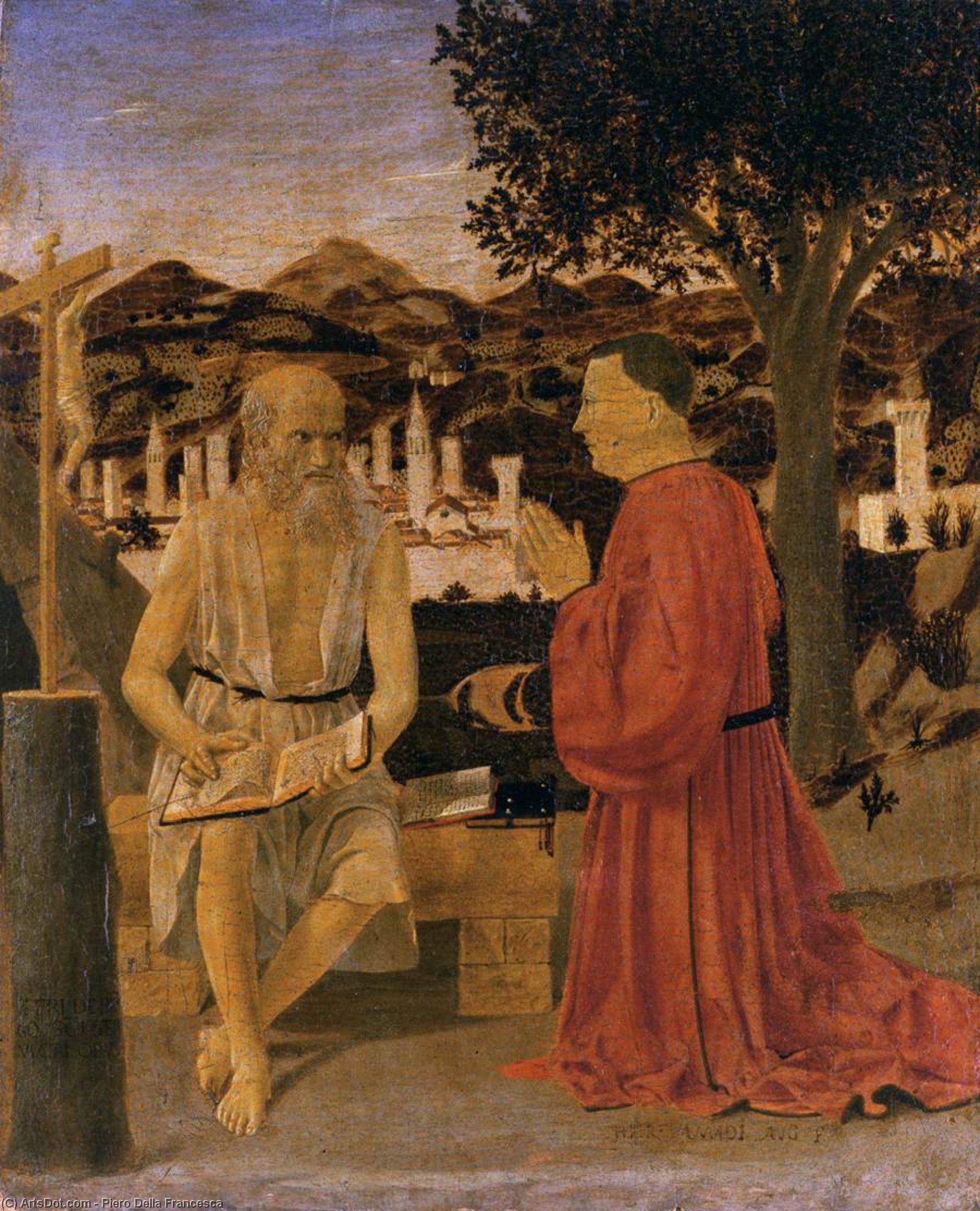 Bestellen Kunstreproduktionen St Jerome und ein Donor, 1451 von Piero Della Francesca (1415-1492, Italy) | ArtsDot.com