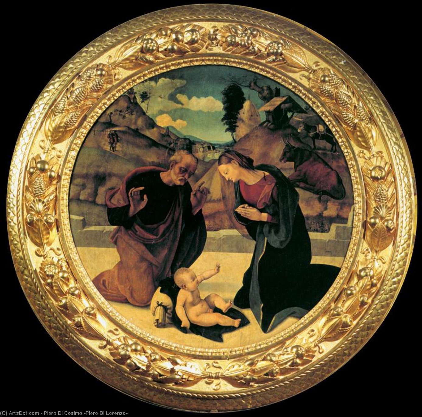 Compra Riproduzioni D'arte Del Museo Adorazione del Bambino, 1510 di Piero Di Cosimo (Piero Di Lorenzo) (1462-1522, Italy) | ArtsDot.com