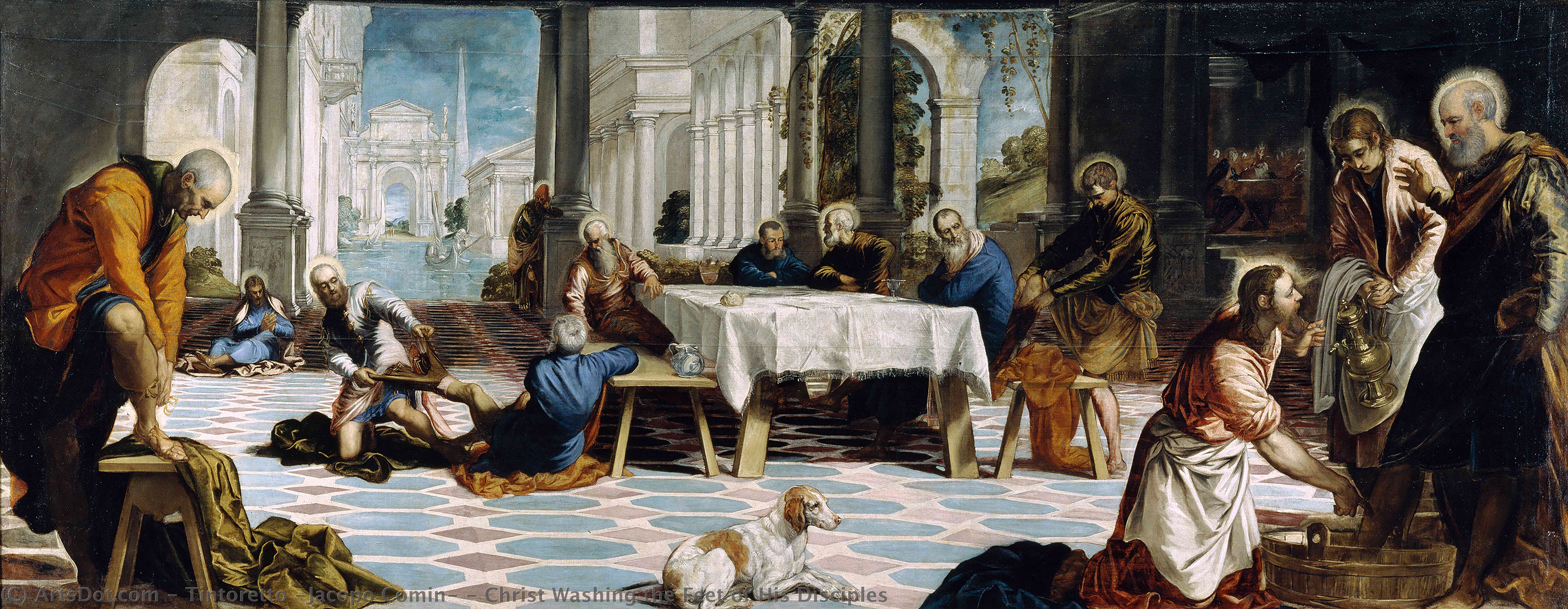Pedir Reproducciones De Arte Cristo lavando el Pie de Sus Discípulos, 1547 de Tintoretto (Jacopo Comin) (1518-1594, Italy) | ArtsDot.com