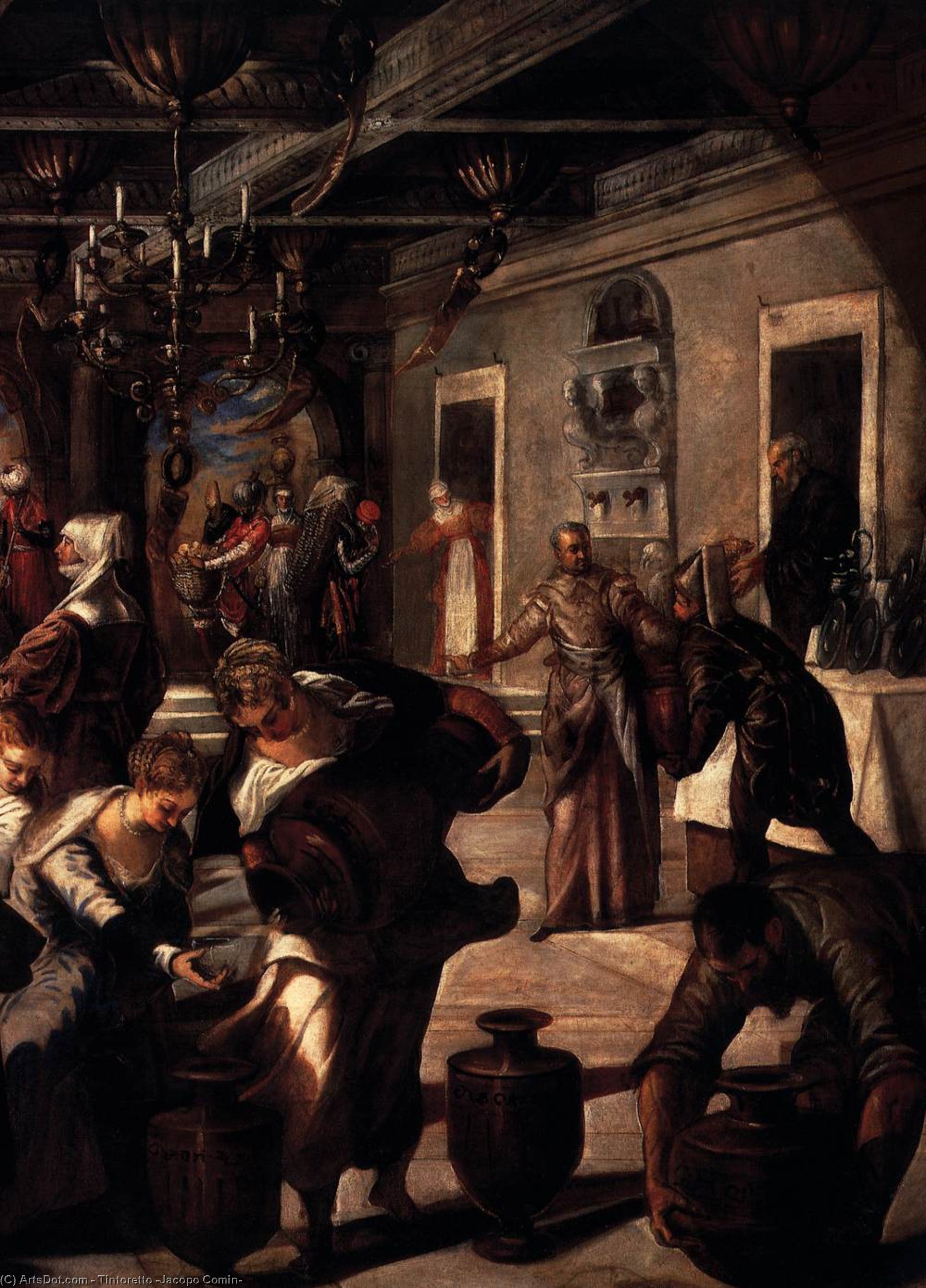 Order Oil Painting Replica Marriage at Cana (detail), 1561 by Tintoretto (Jacopo Comin) (1518-1594, Italy) | ArtsDot.com
