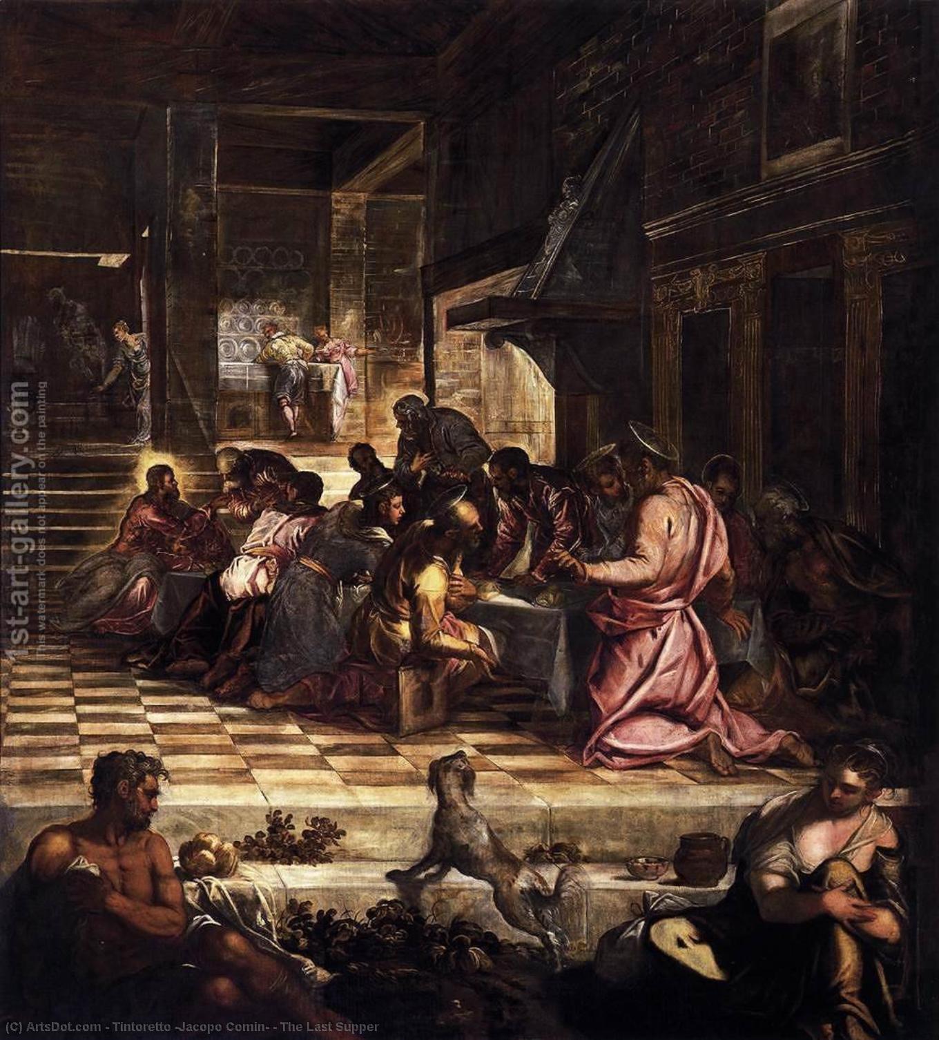 Order Paintings Reproductions The Last Supper, 1579 by Tintoretto (Jacopo Comin) (1518-1594, Italy) | ArtsDot.com