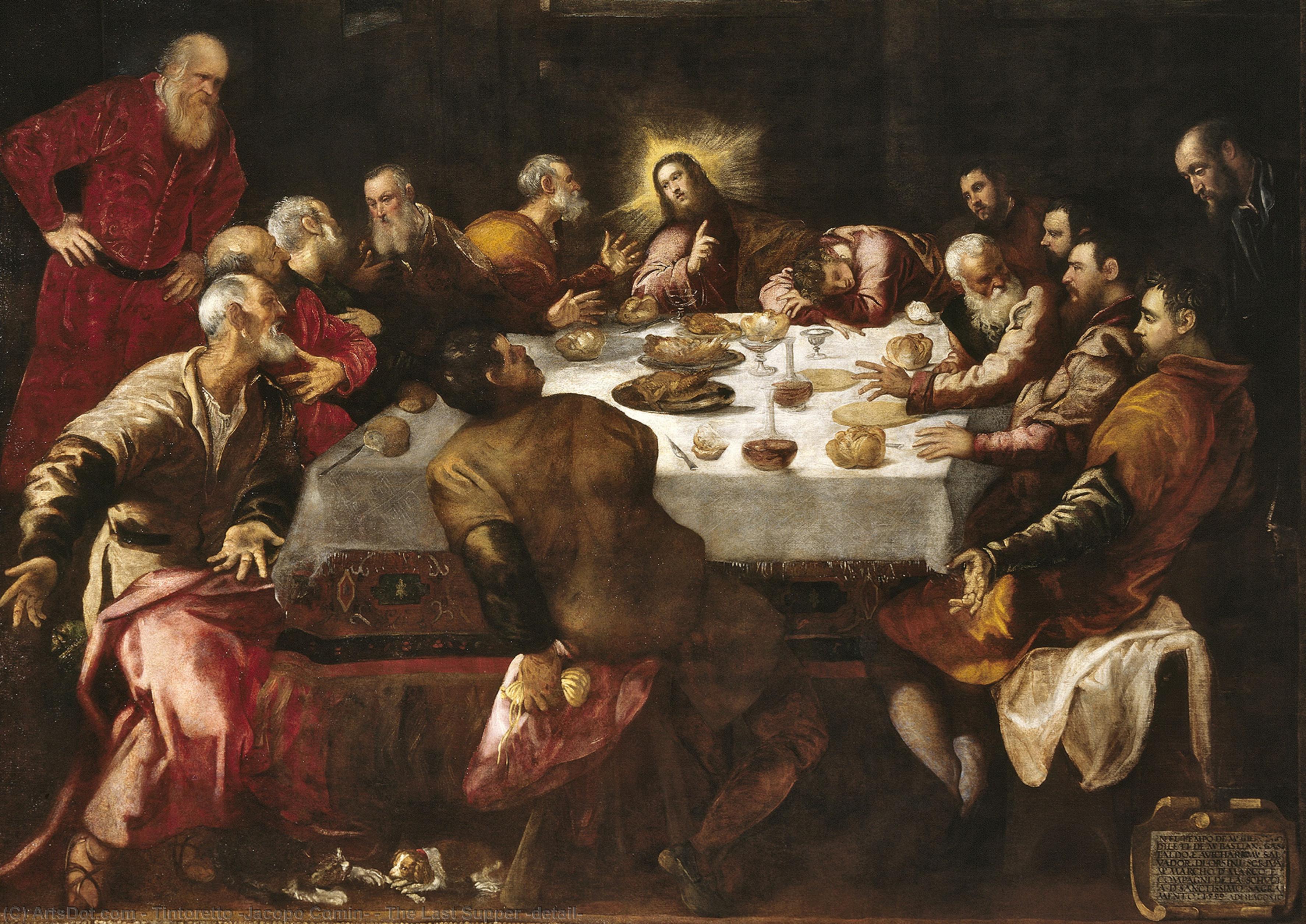 Order Art Reproductions The Last Supper (detail), 1579 by Tintoretto (Jacopo Comin) (1518-1594, Italy) | ArtsDot.com