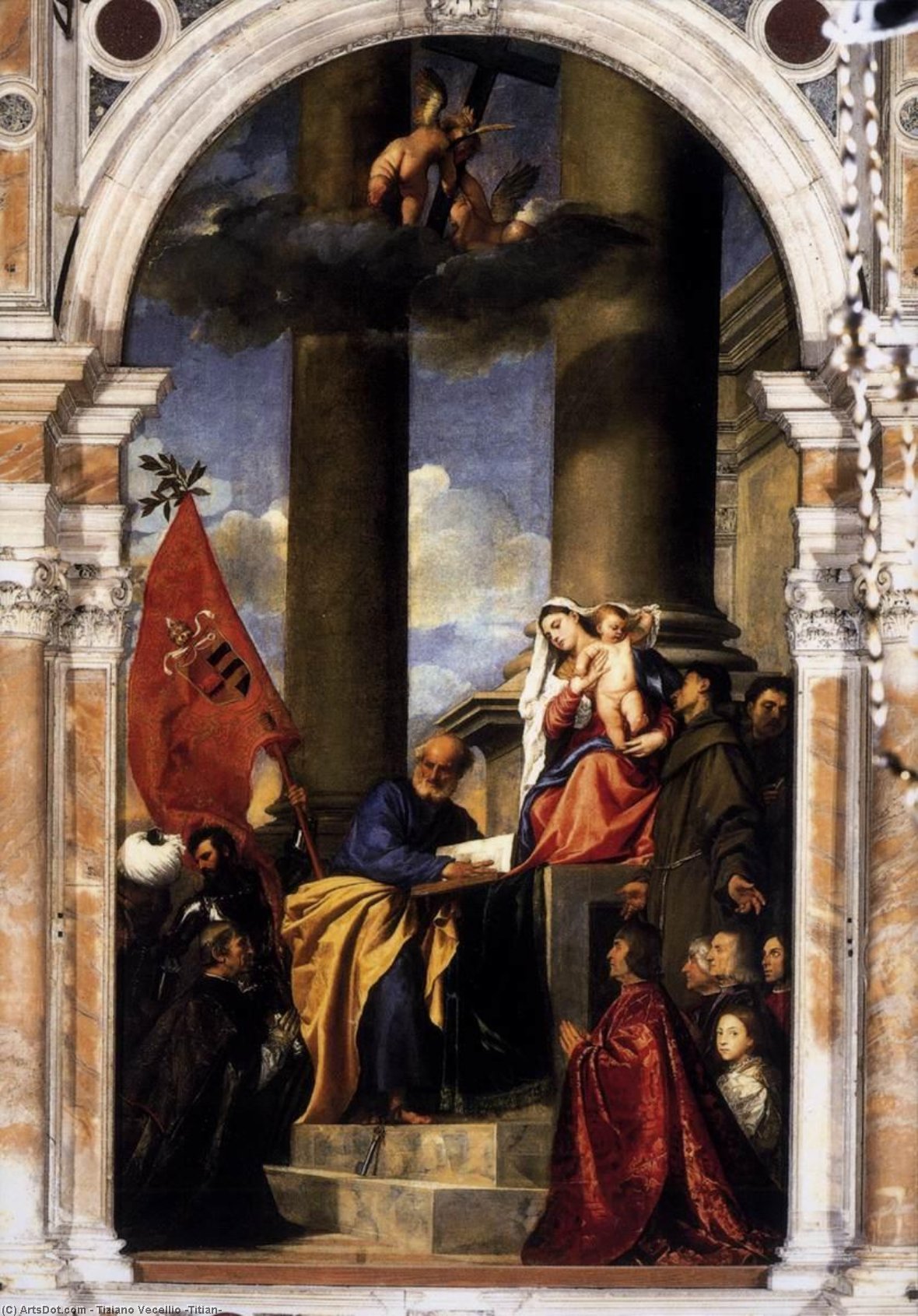 Order Oil Painting Replica Madonna with Saints and Members of the Pesaro Family, 1519 by Tiziano Vecellio (Titian) (1490-1576, Italy) | ArtsDot.com