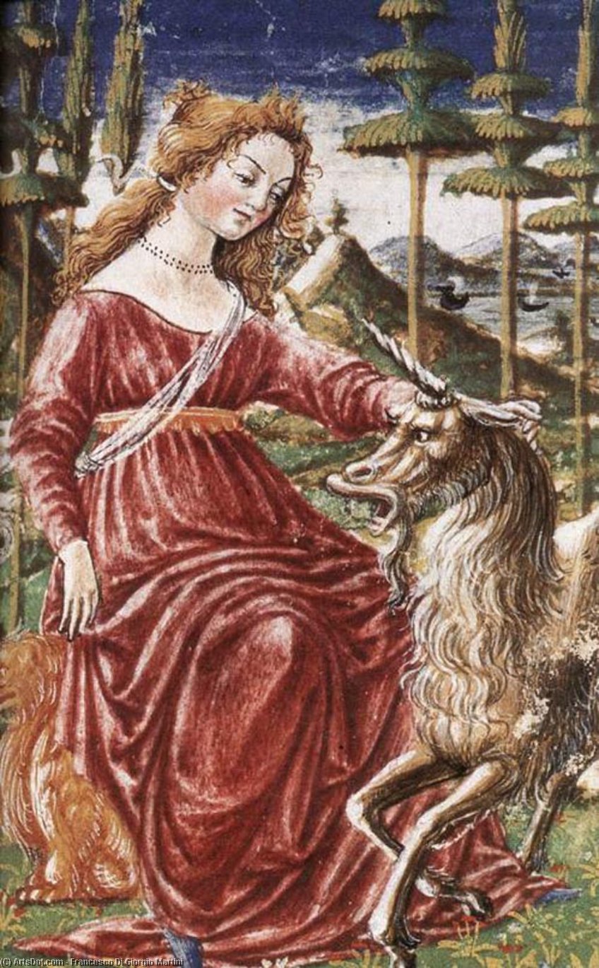 Order Art Reproductions Chastity with the Unicorn, 1463 by Francesco Di Giorgio Martini (1439-1502, Italy) | ArtsDot.com