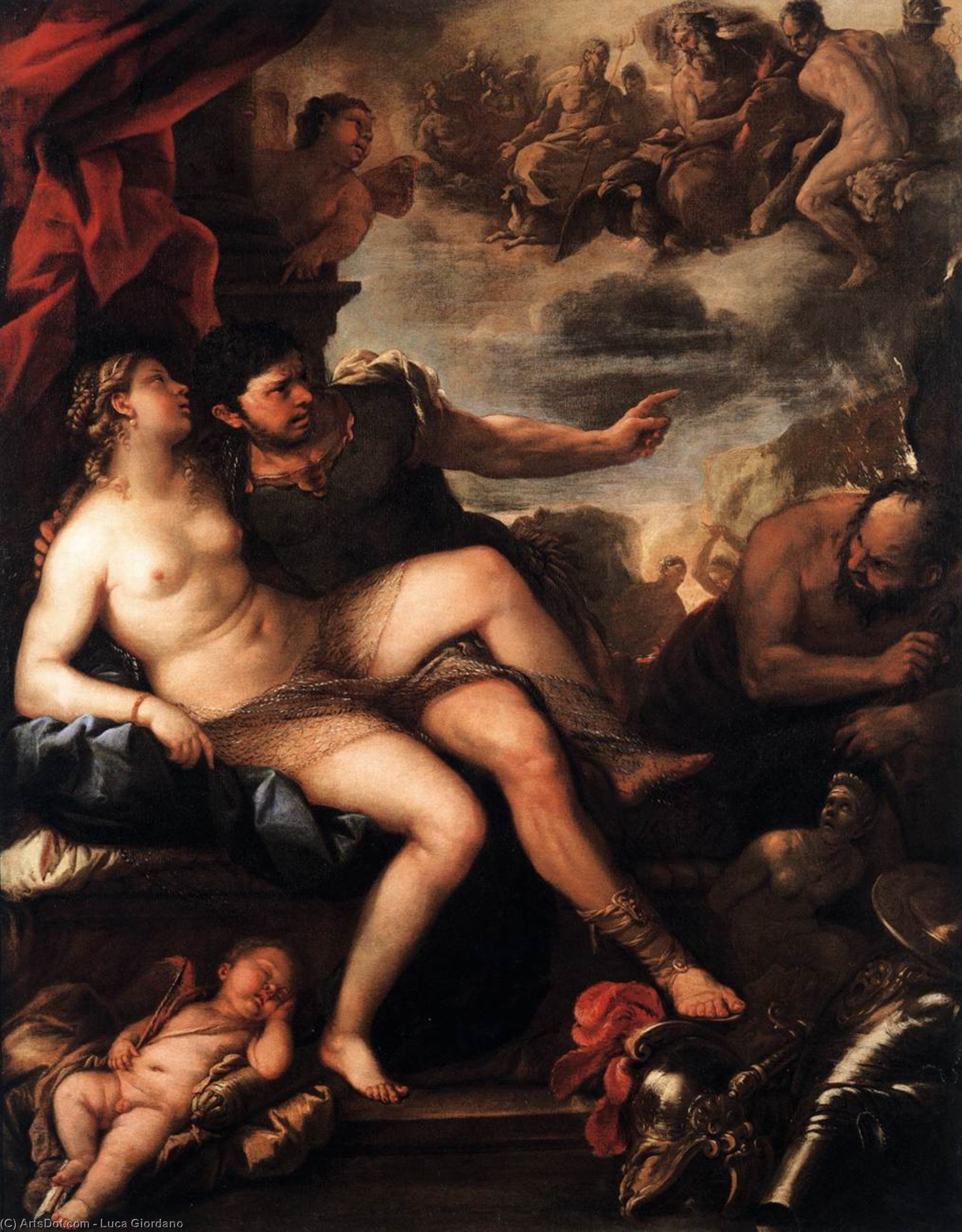 Ordinare Riproduzioni D'arte Marte e Venere Catturato da Vulcano di Luca Giordano (1634-1705, Italy) | ArtsDot.com