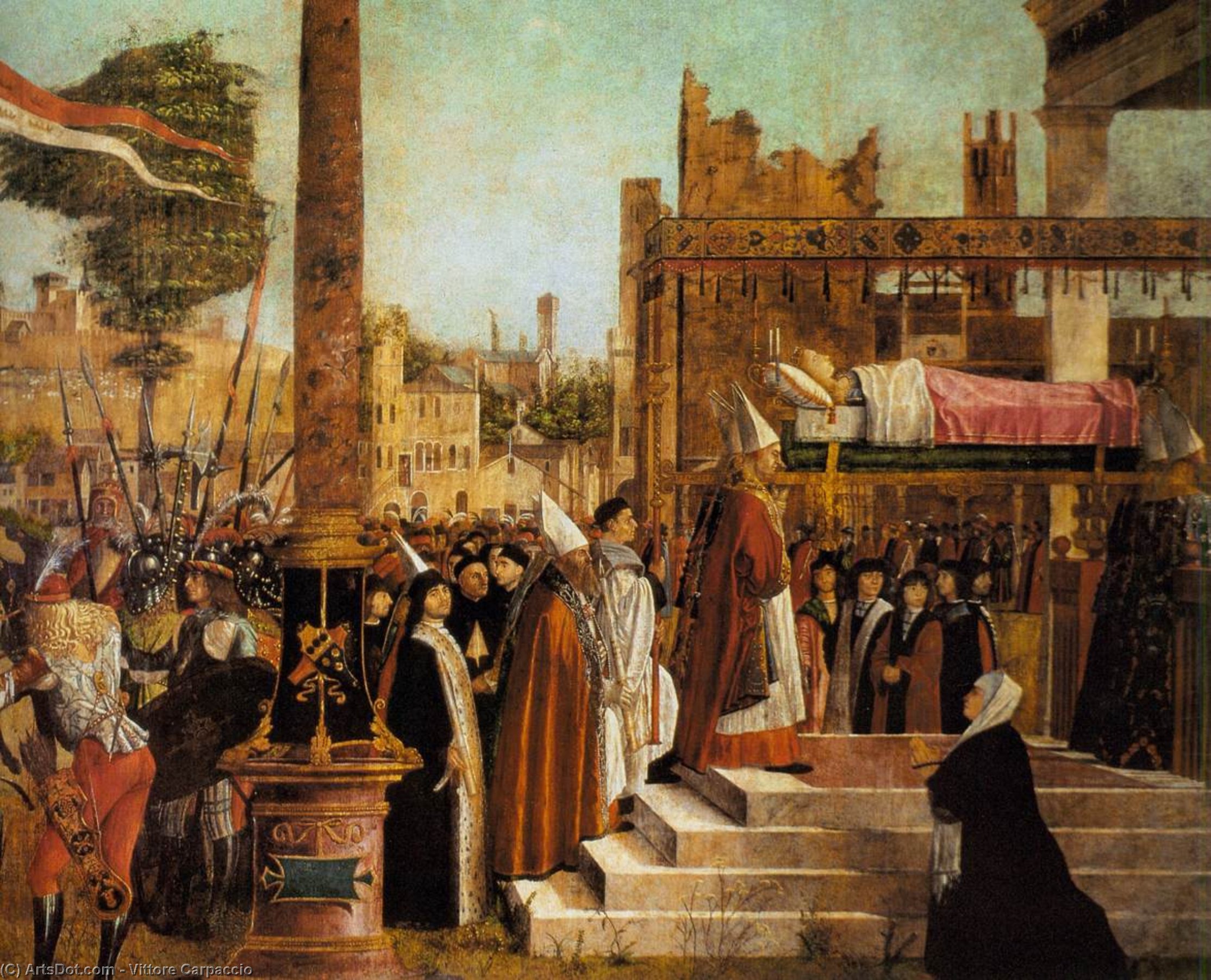 Erwerben Gemälde Reproduktionen Martyrium der Pilger und die Beerdigung des Heiligen Ursula (Detail), 1493 von Vittore Carpaccio (1465-1526, Italy) | ArtsDot.com