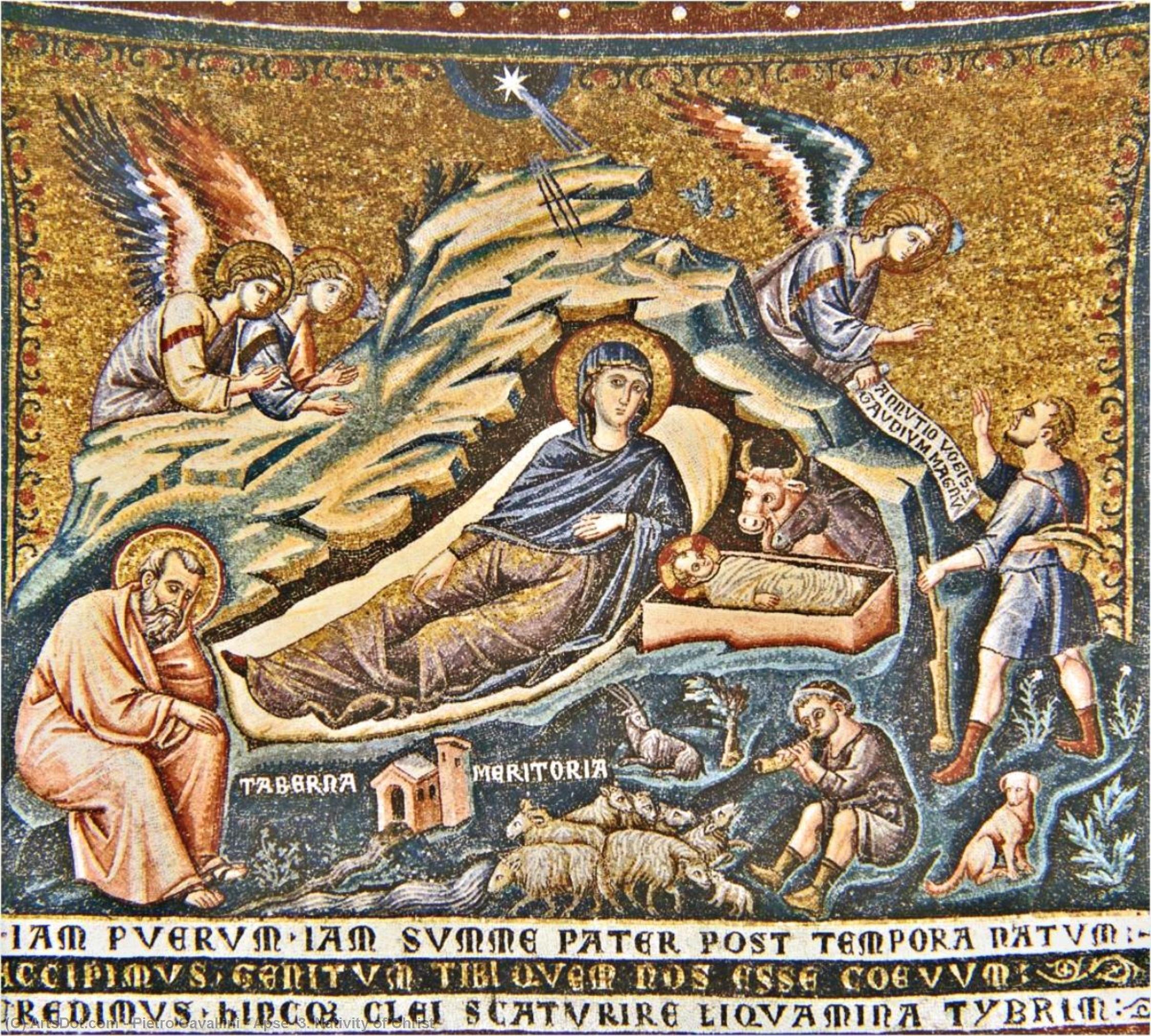 Order Oil Painting Replica Apse: 3. Nativity of Christ, 1296 by Pietro Cavallini (1240-1330, Italy) | ArtsDot.com