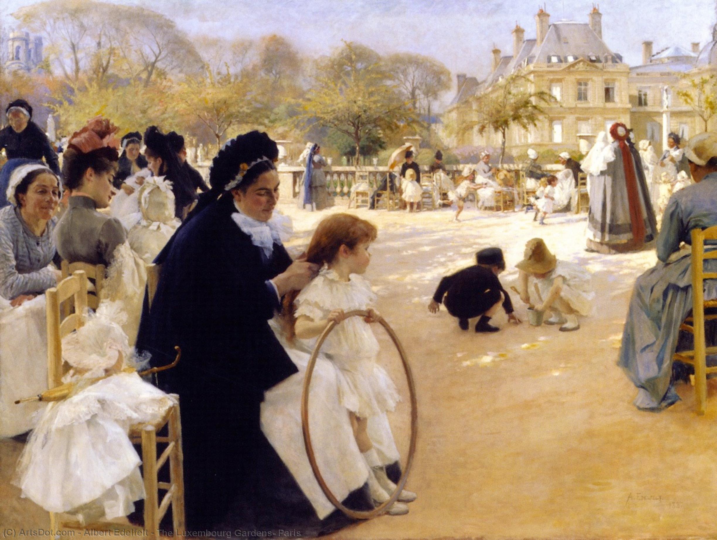 Order Art Reproductions The Luxembourg Gardens, Paris, 1887 by Albert Edelfelt (1854-1905, Finland) | ArtsDot.com