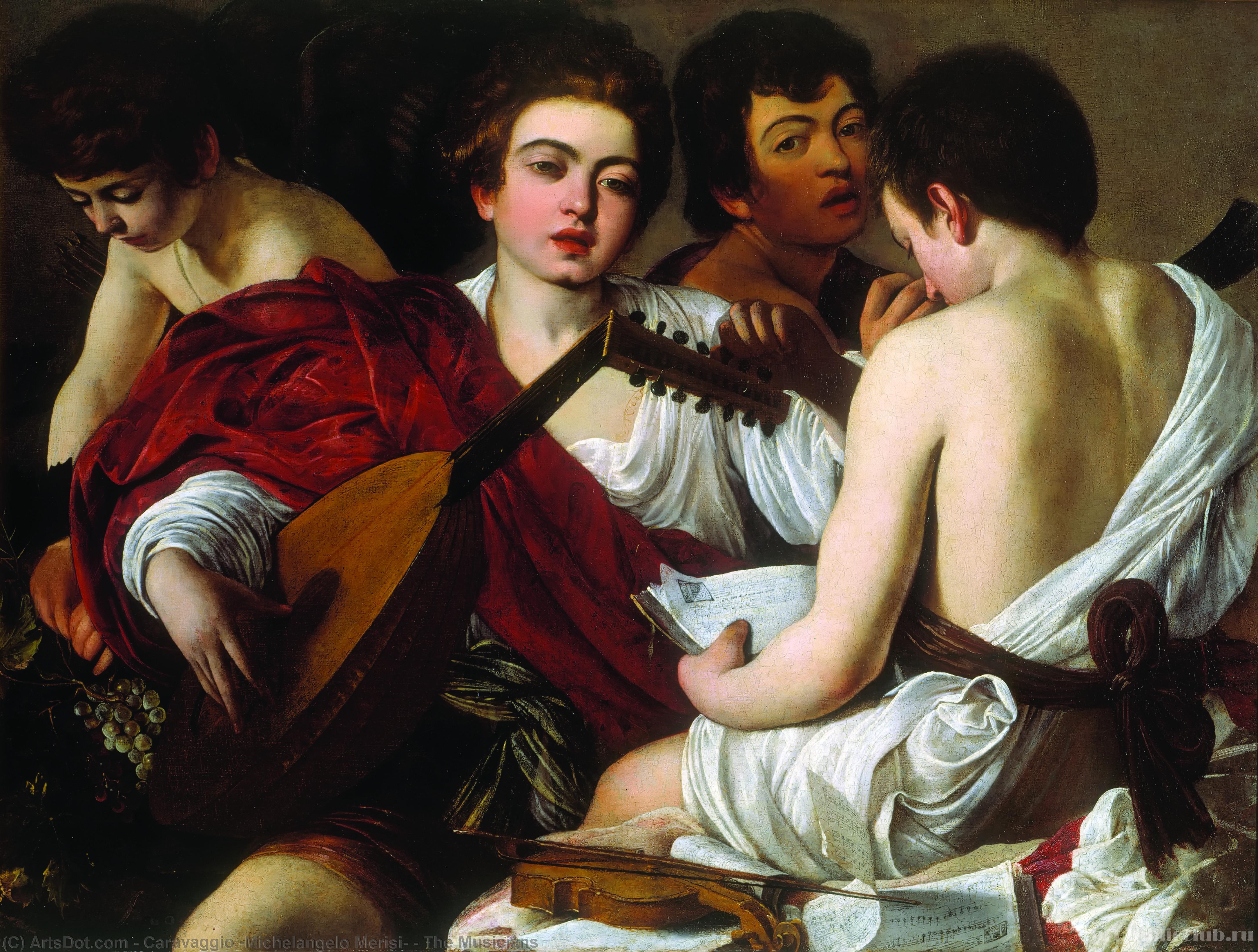 顺序 油畫 音乐家, 1595 通过 Caravaggio (Michelangelo Merisi) (1571-1610, Spain) | ArtsDot.com