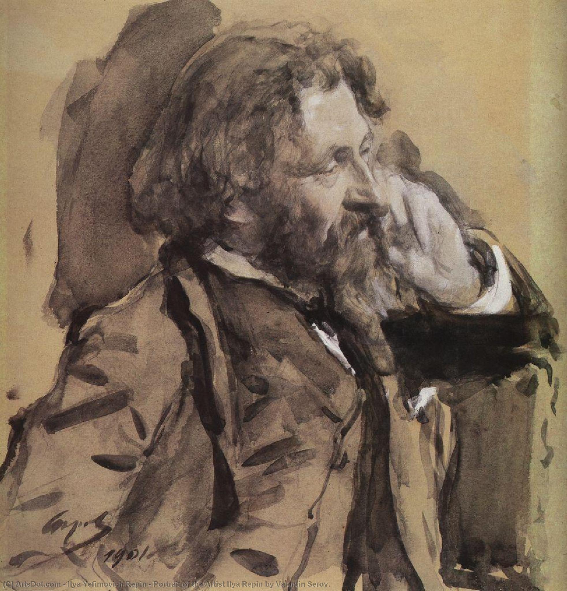 順序 油絵 ヴァレンティン・セロフによるアーティスト・イリヤ・レパンの肖像。, 1901 バイ Ilya Yefimovich Repin (1844-1930, Russia) | ArtsDot.com