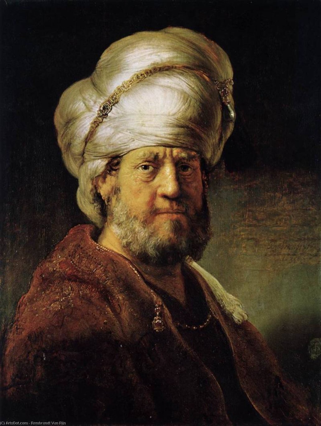 Pedir Reproducciones De Arte Retrato de un hombre en el Garamento Oriental, 1635 de Rembrandt Van Rijn (1606-1669, Netherlands) | ArtsDot.com