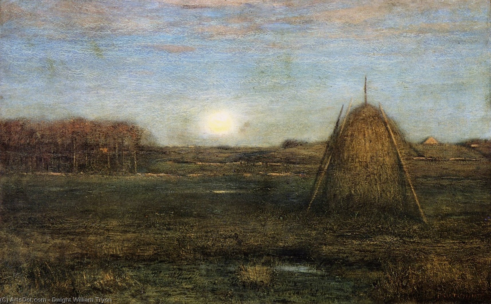 Order Art Reproductions The Rising Moon: Autumn, 1889 by Dwight William Tryon (1849-1925, United States) | ArtsDot.com