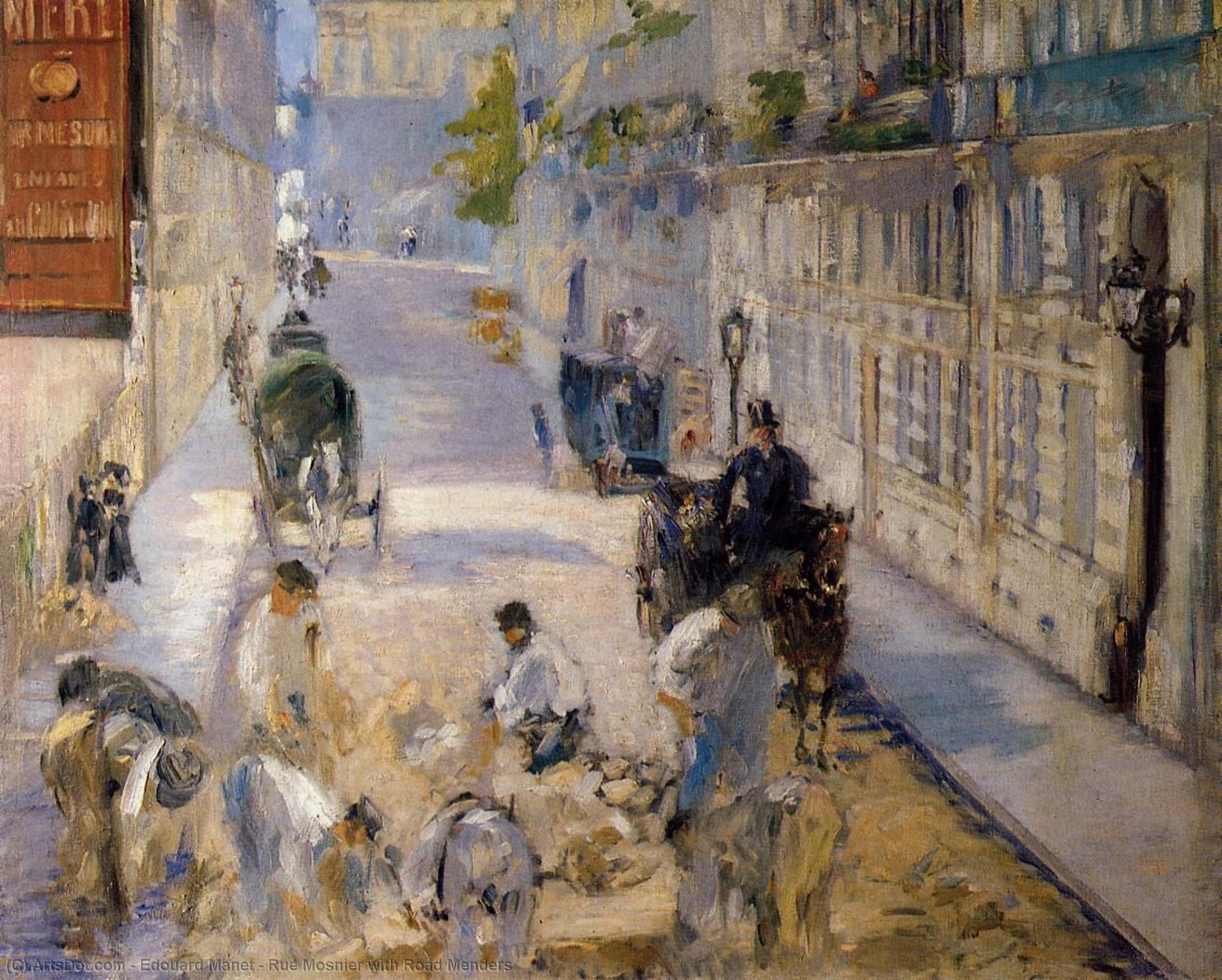 Order Oil Painting Replica Rue Mosnier with Road Menders, 1878 by Edouard Manet (1832-1883, France) | ArtsDot.com