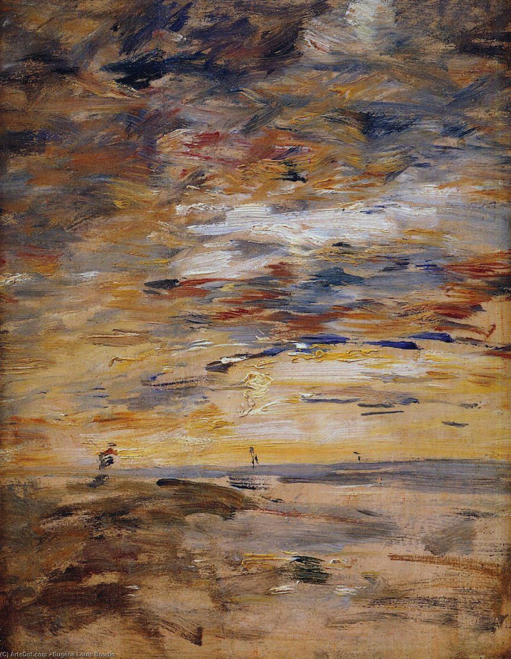 顺序 藝術再現 Sky at Sunset 。, 1890 通过 Eugène Louis Boudin (1824-1898, France) | ArtsDot.com