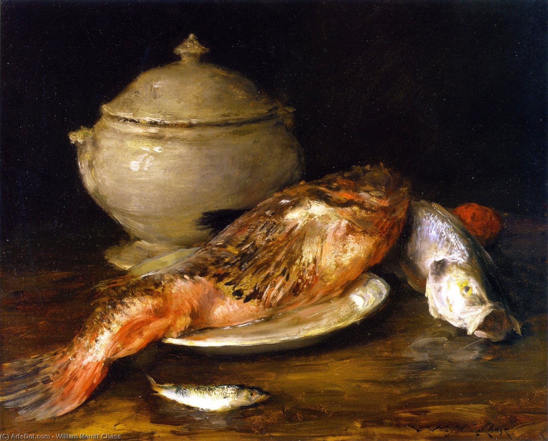 Order Oil Painting Replica Still LIfe (also known as Fish from the Adriatic), 1907 by William Merritt Chase (1849-1916, United States) | ArtsDot.com