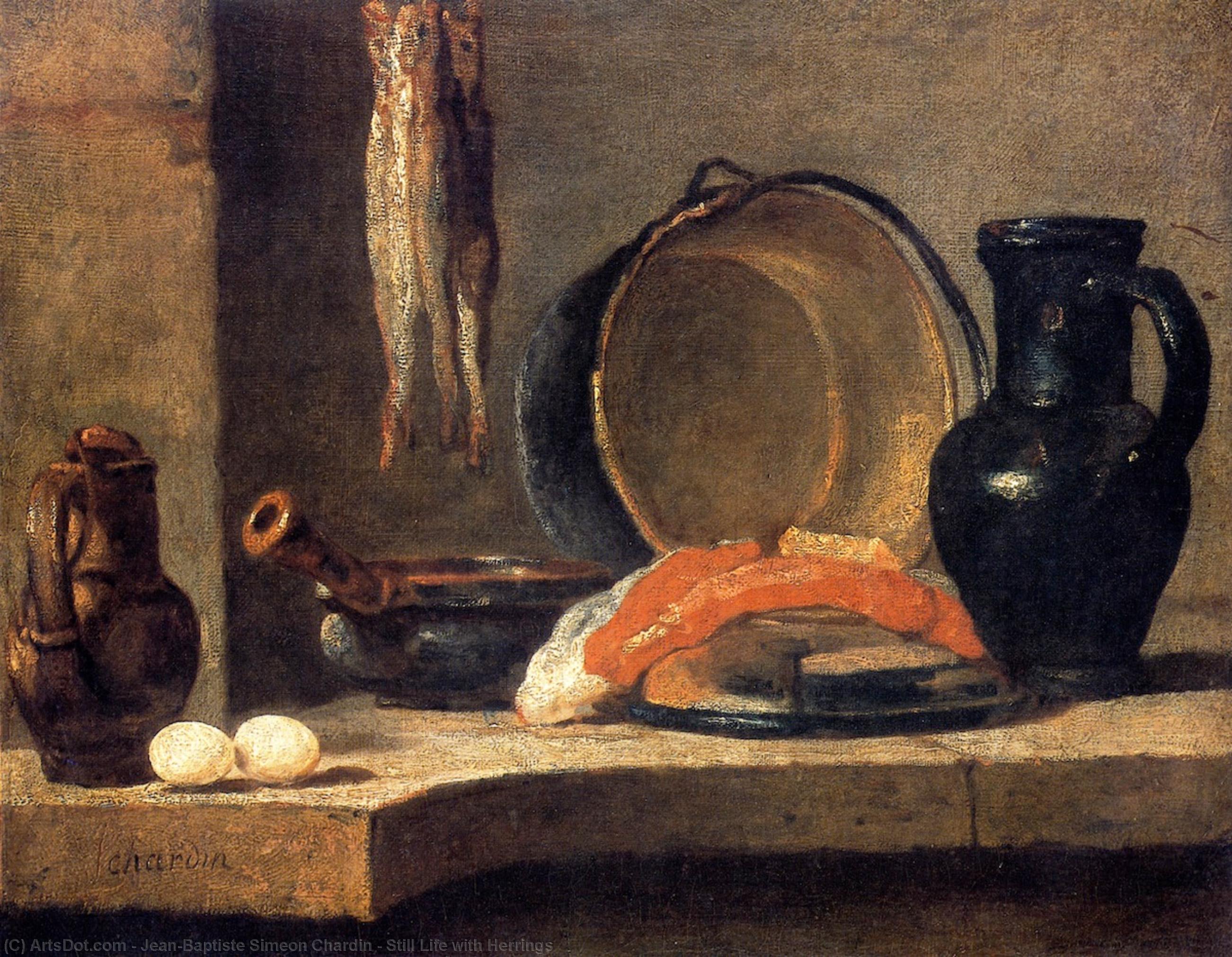 顺序 油畫 仍与Herrings一起生活。, 1731 通过 Jean-Baptiste Simeon Chardin (1699-1779, France) | ArtsDot.com