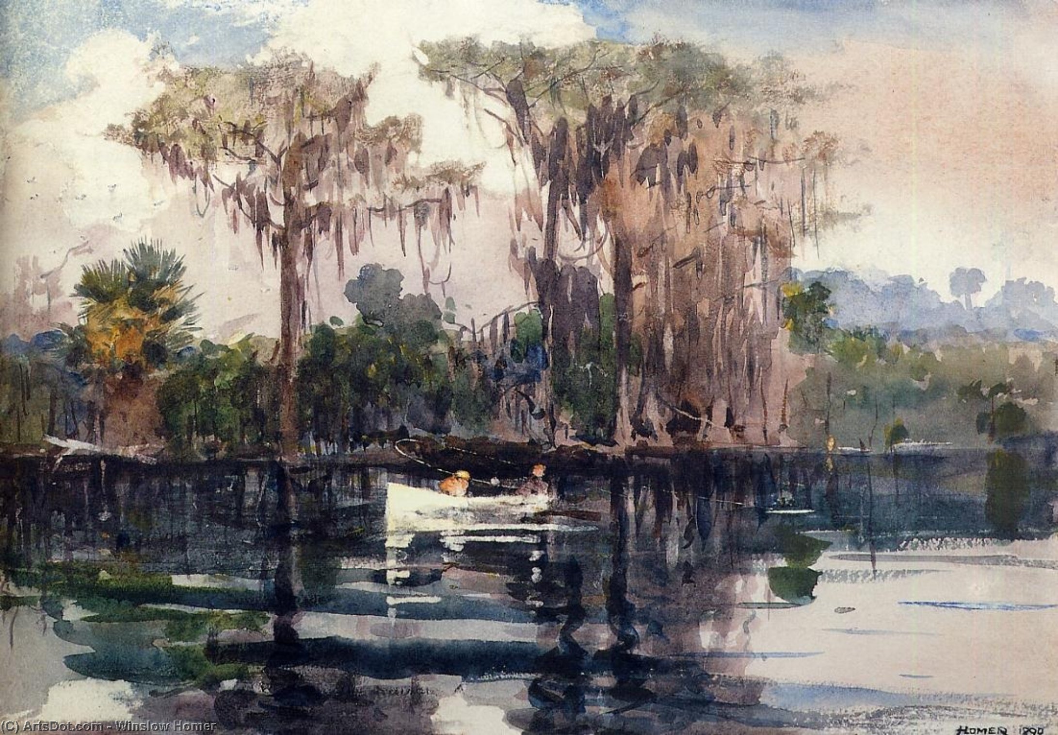 顺序 畫複製 佛罗里达圣约翰河, 1890 通过 Winslow Homer (1836-1910, United States) | ArtsDot.com