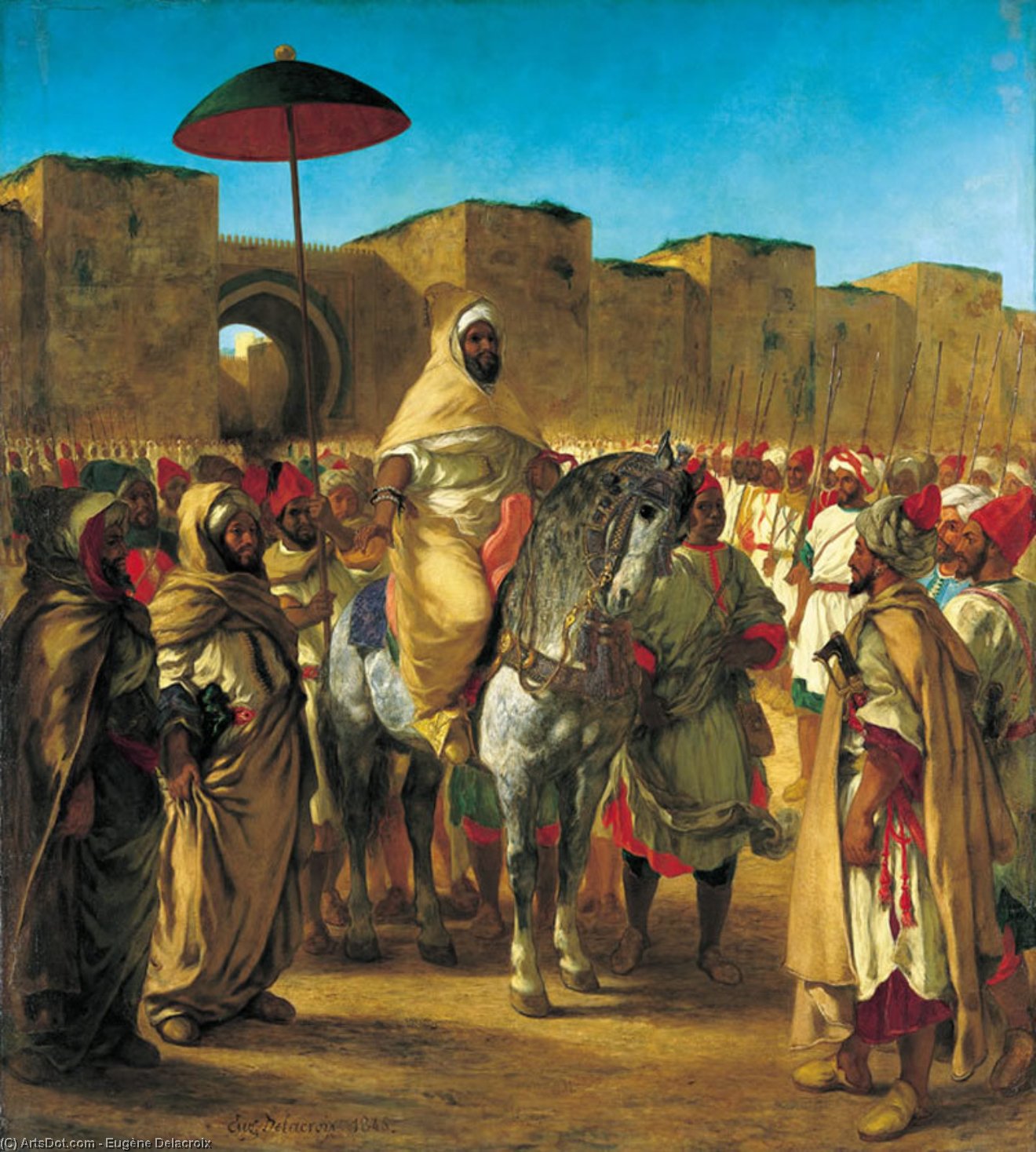 Buy Museum Art Reproductions Sultan of Morocco: Moulay Abd-Er-Rahman, 1845 by Eugène Delacroix (1798-1863, France) | ArtsDot.com