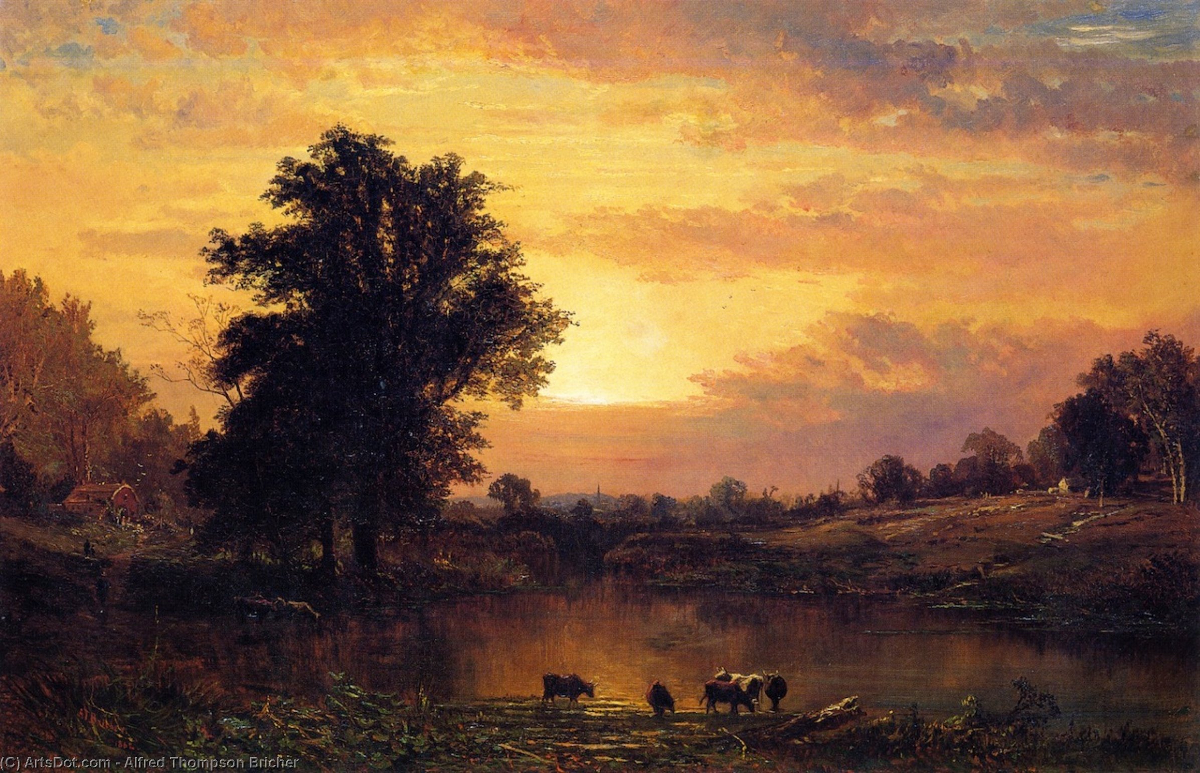 Order Paintings Reproductions Sunset in the Catskills, 1862 by Alfred Thompson Bricher (1837-1908, United States) | ArtsDot.com
