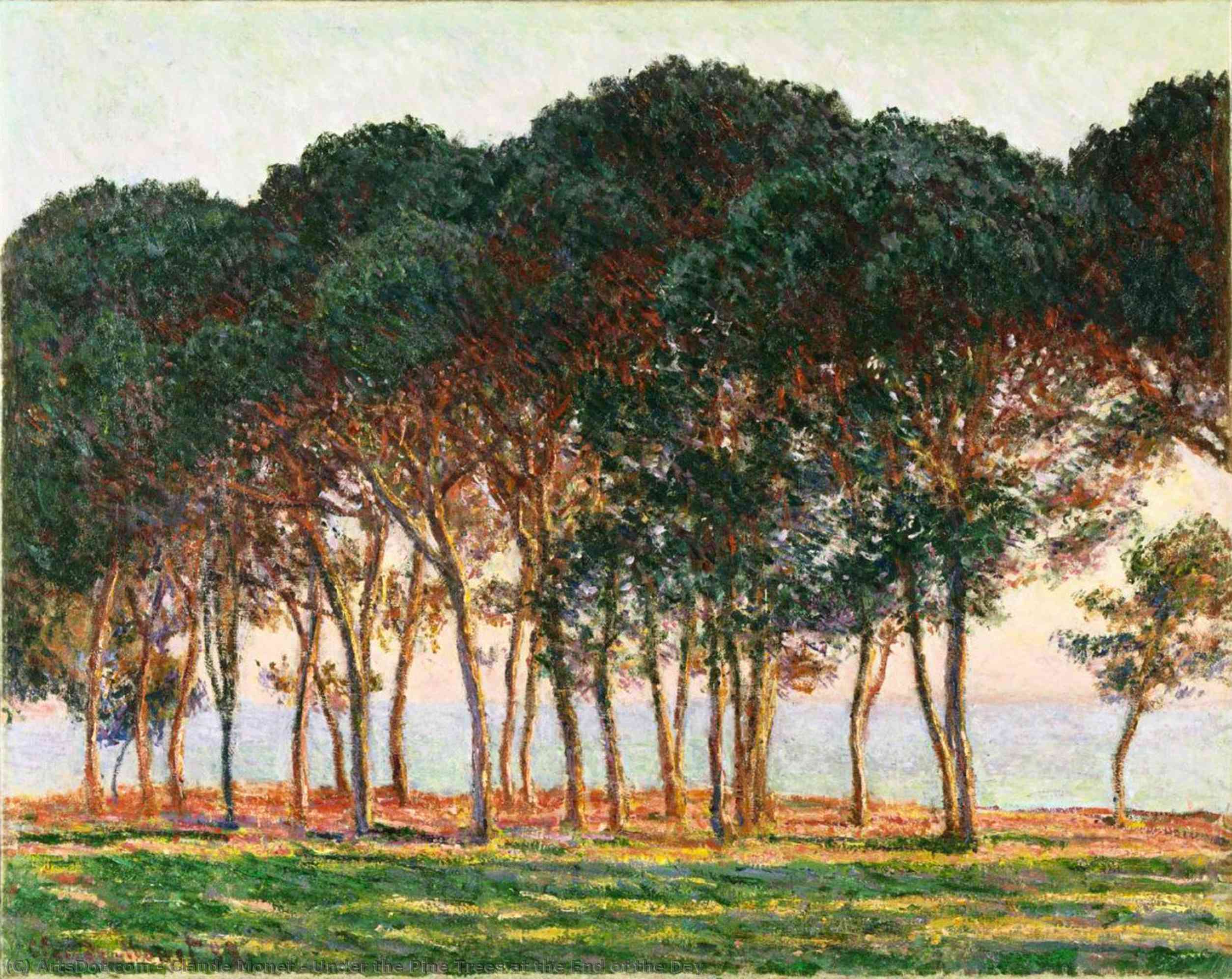 Order Art Reproductions Under the Pine Trees at the End of the Day, 1888 by Claude Monet (1840-1926, France) | ArtsDot.com