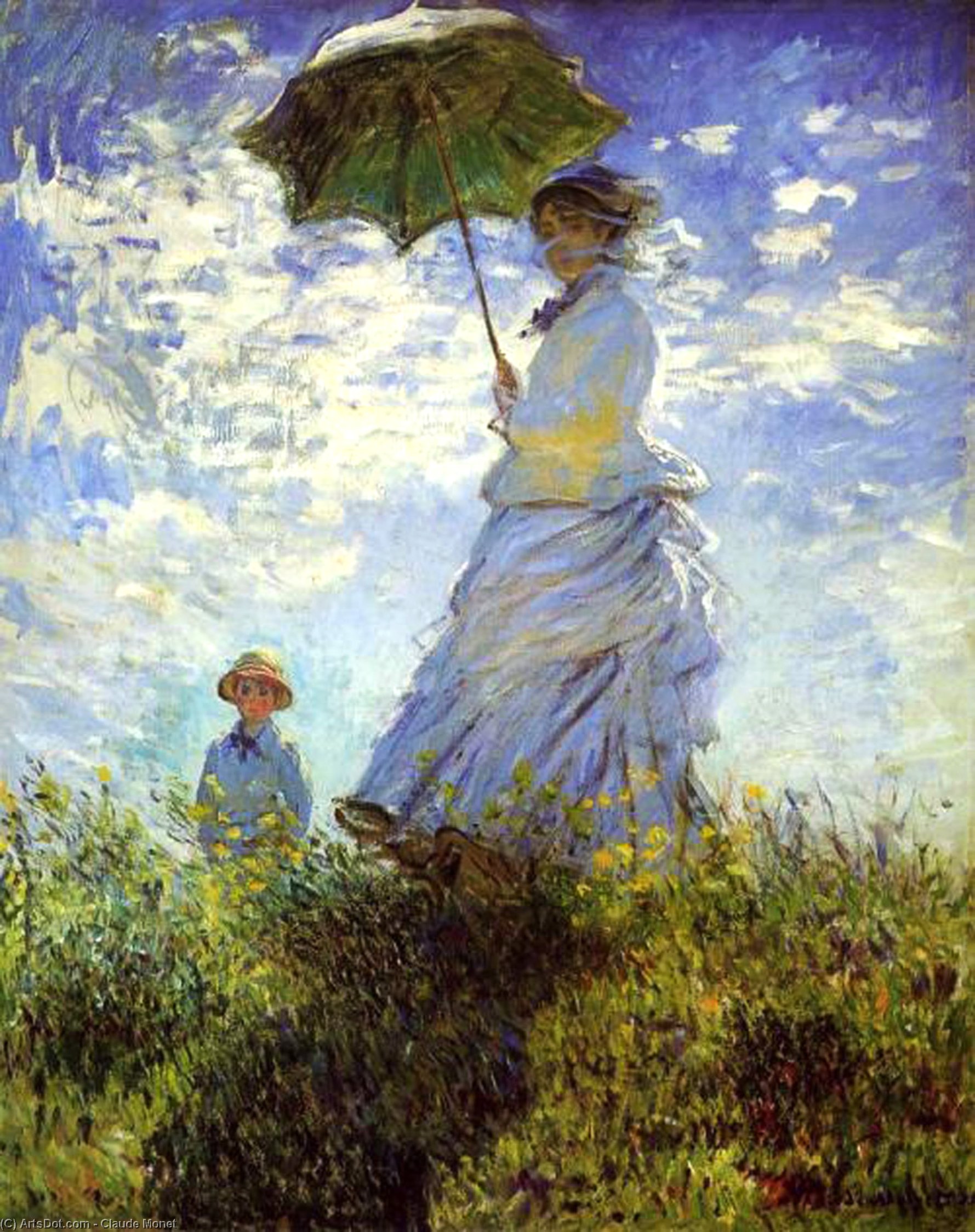 Buy Museum Art Reproductions The Walk, Woman with a Parasol, 1875 by Claude Monet (1840-1926, France) | ArtsDot.com