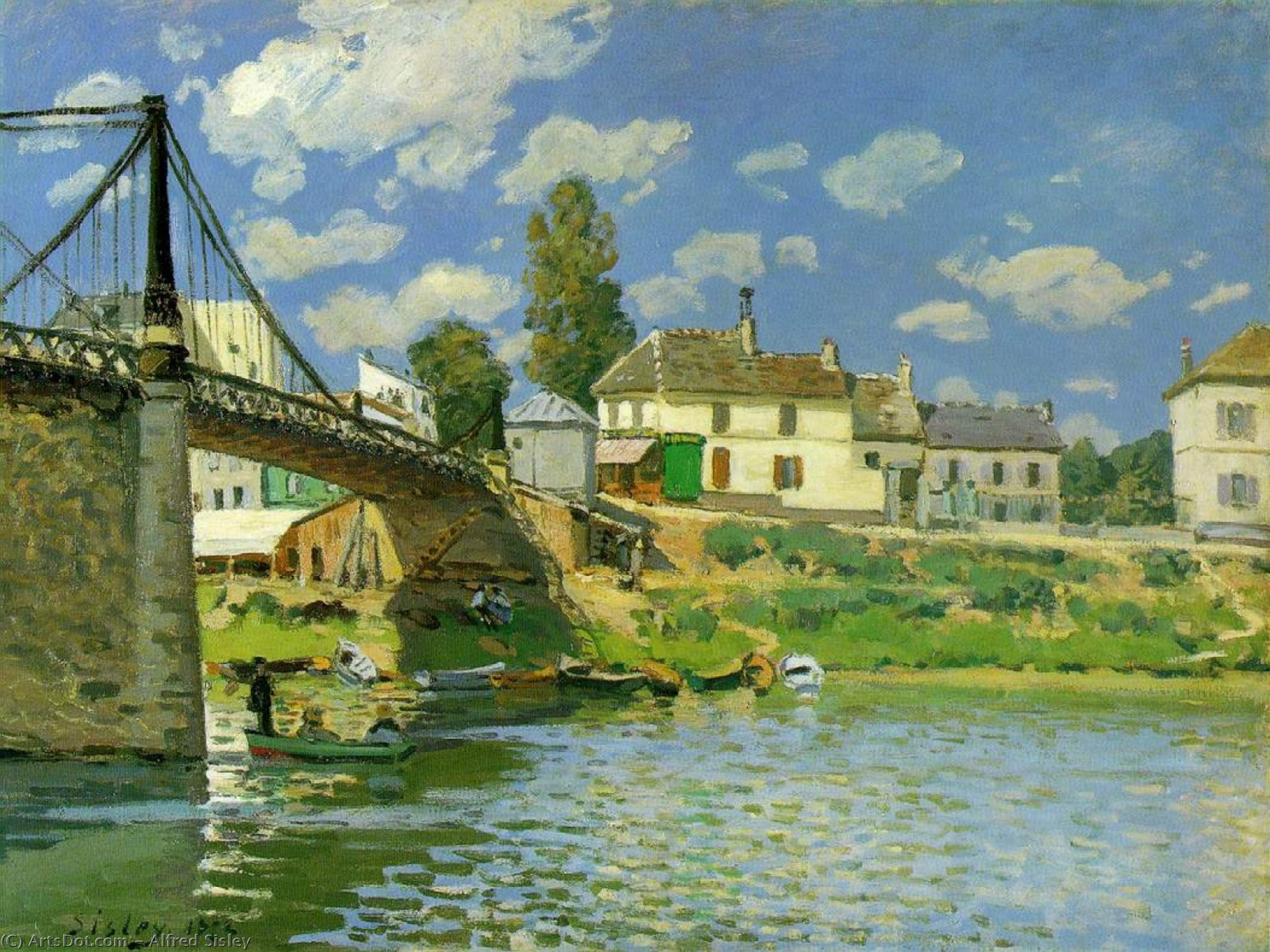 順序 「アート再現 Villeneuve la Garenneの橋 - -, 1872 バイ Alfred Sisley (1839-1899, France) | ArtsDot.com