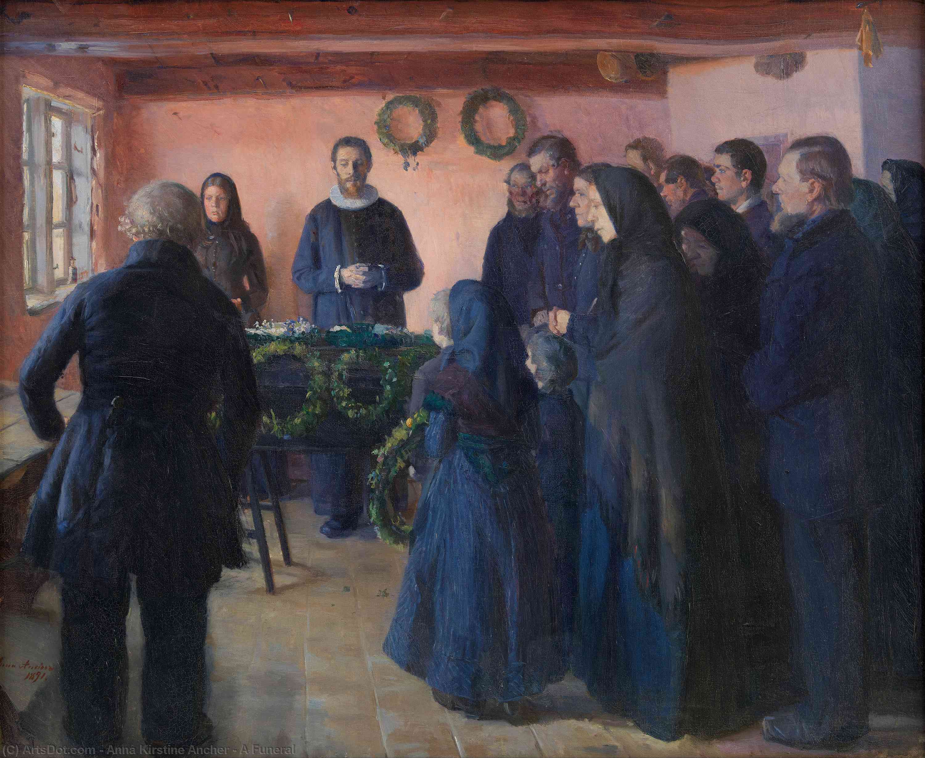 顺序 油畫 A Funeral 。, 1891 通过 Anna Kirstine Ancher (1859-1935, Denmark) | ArtsDot.com
