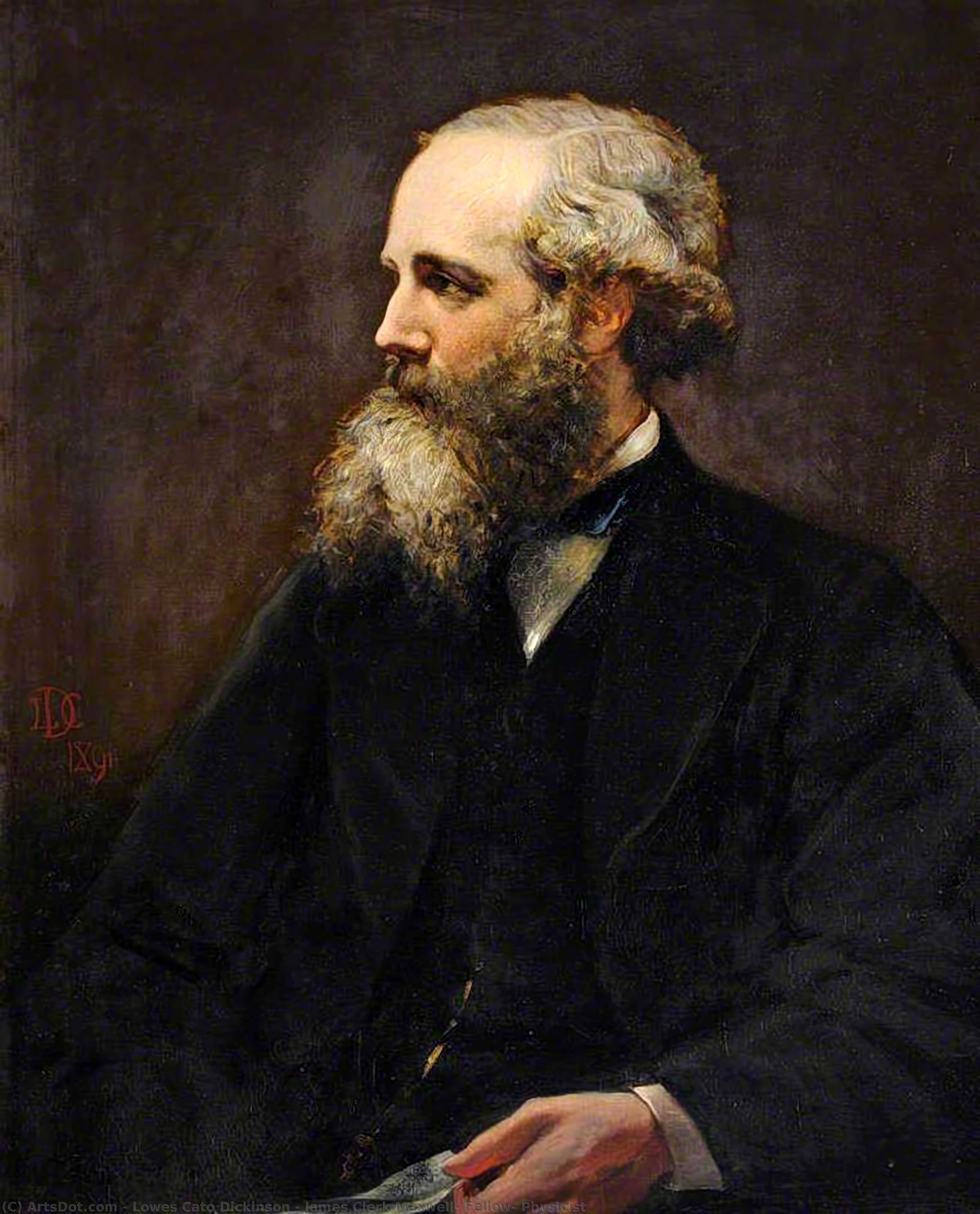 顺序 畫複製 詹姆斯·克莱尔·马克斯,物理学家研究员, 1891 通过 Lowes Cato Dickinson (1819-1908, United Kingdom) | ArtsDot.com