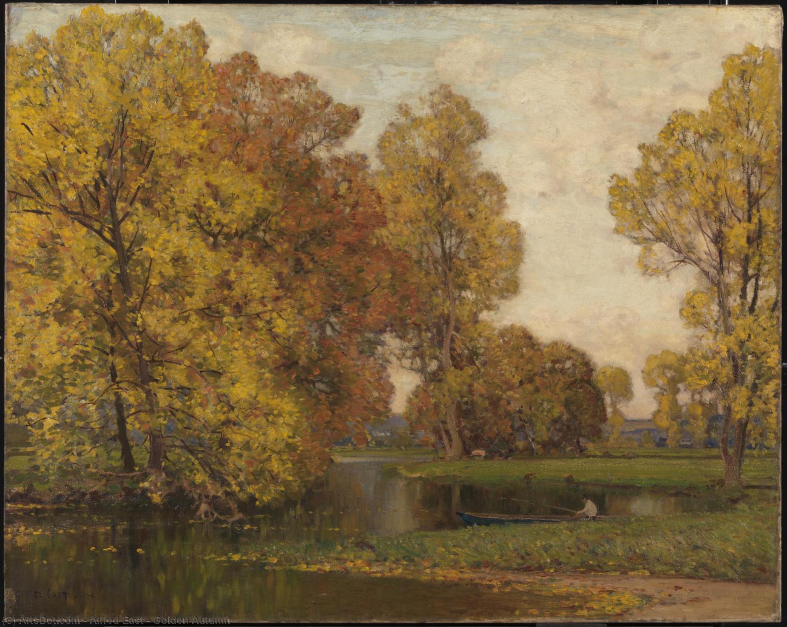 Order Art Reproductions Golden Autumn, 1904 by Alfred East (1844-1913) | ArtsDot.com