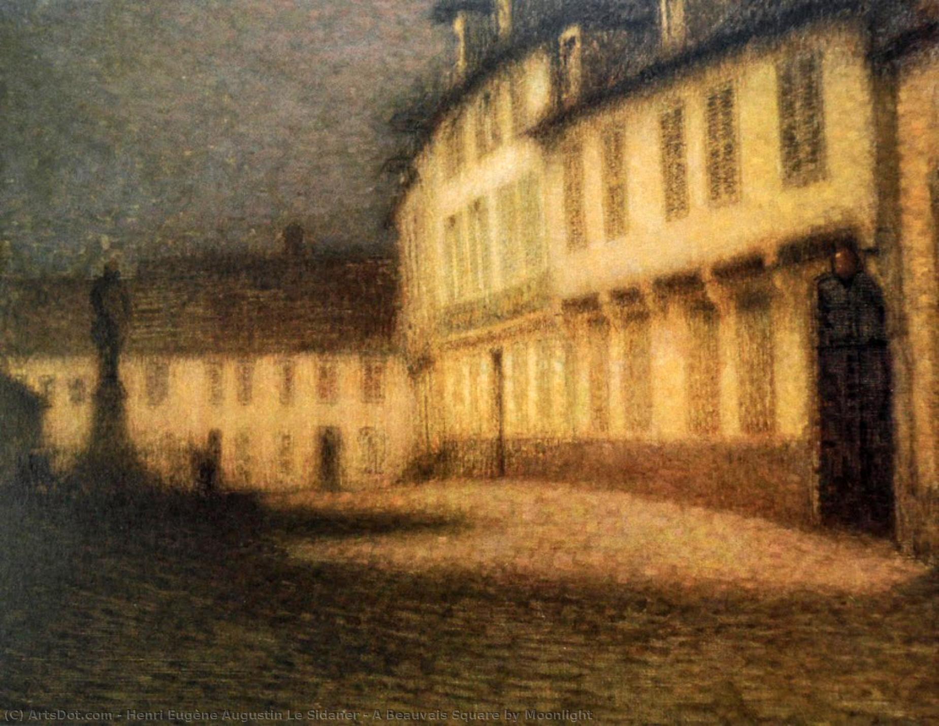 Buy Museum Art Reproductions A Beauvais Square by Moonlight, 1900 by Henri Eugène Augustin Le Sidaner (1862-1939, Mauritius) | ArtsDot.com