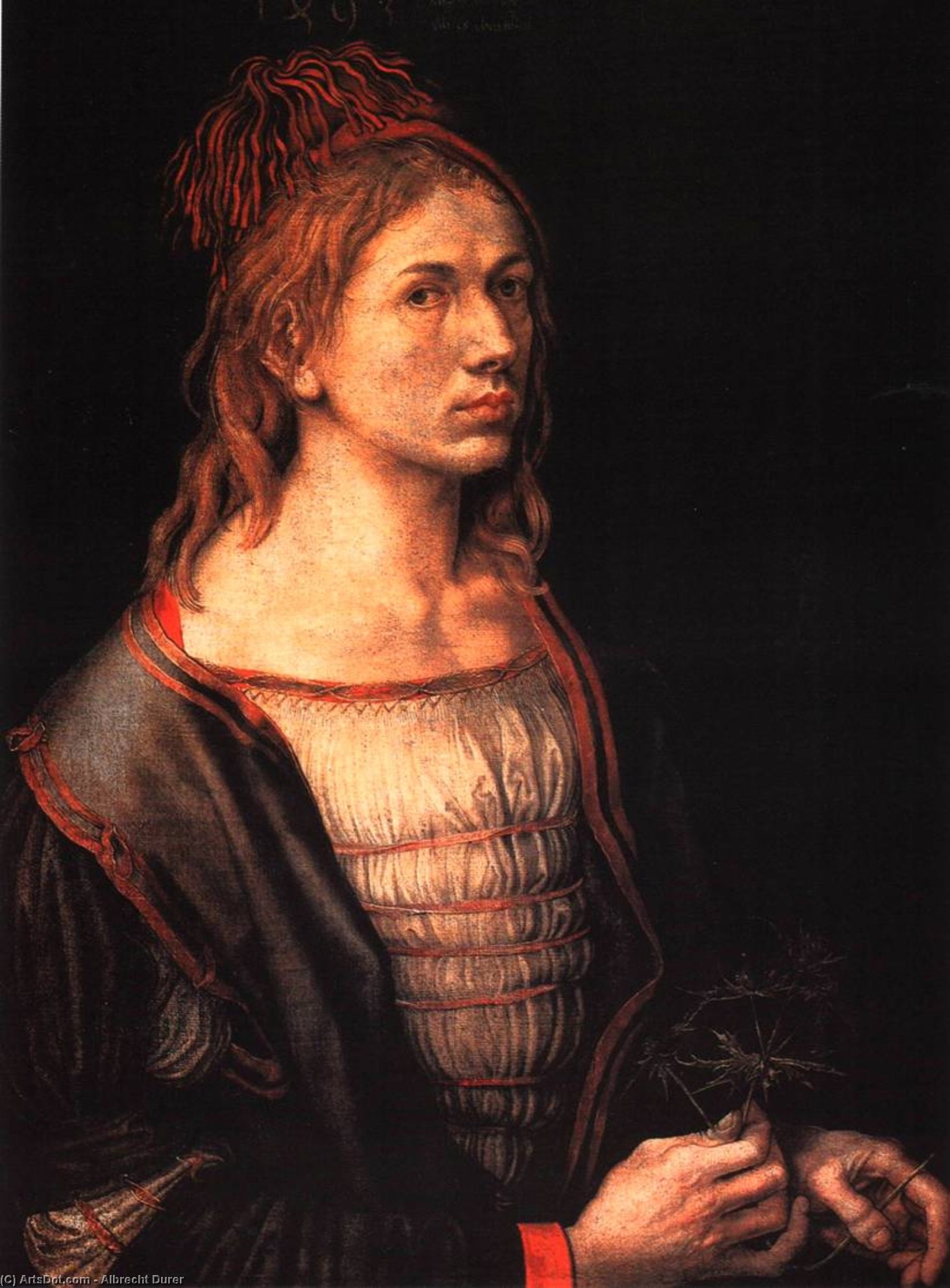Order Oil Painting Replica Self-portrait at 22, 1493 by Albrecht Durer (1471-1528, Italy) | ArtsDot.com