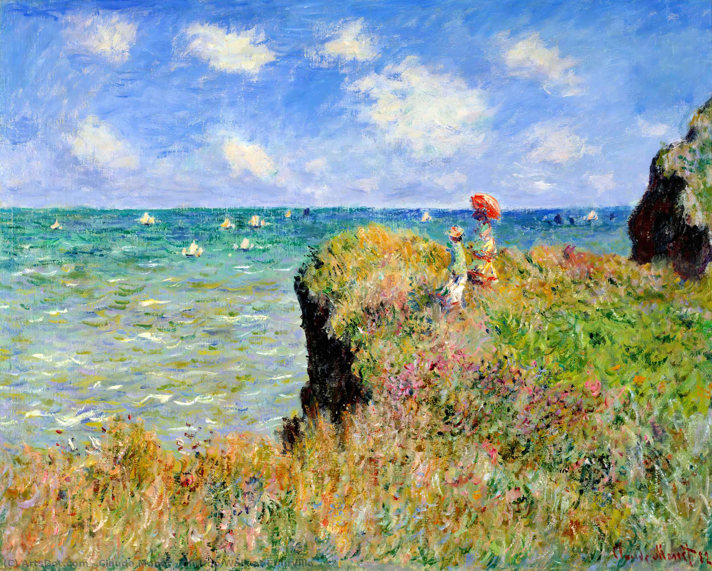 Bestellen Gemälde Reproduktionen Clifftop Walk in Pourville, 1882 von Claude Monet (1840-1926, France) | ArtsDot.com