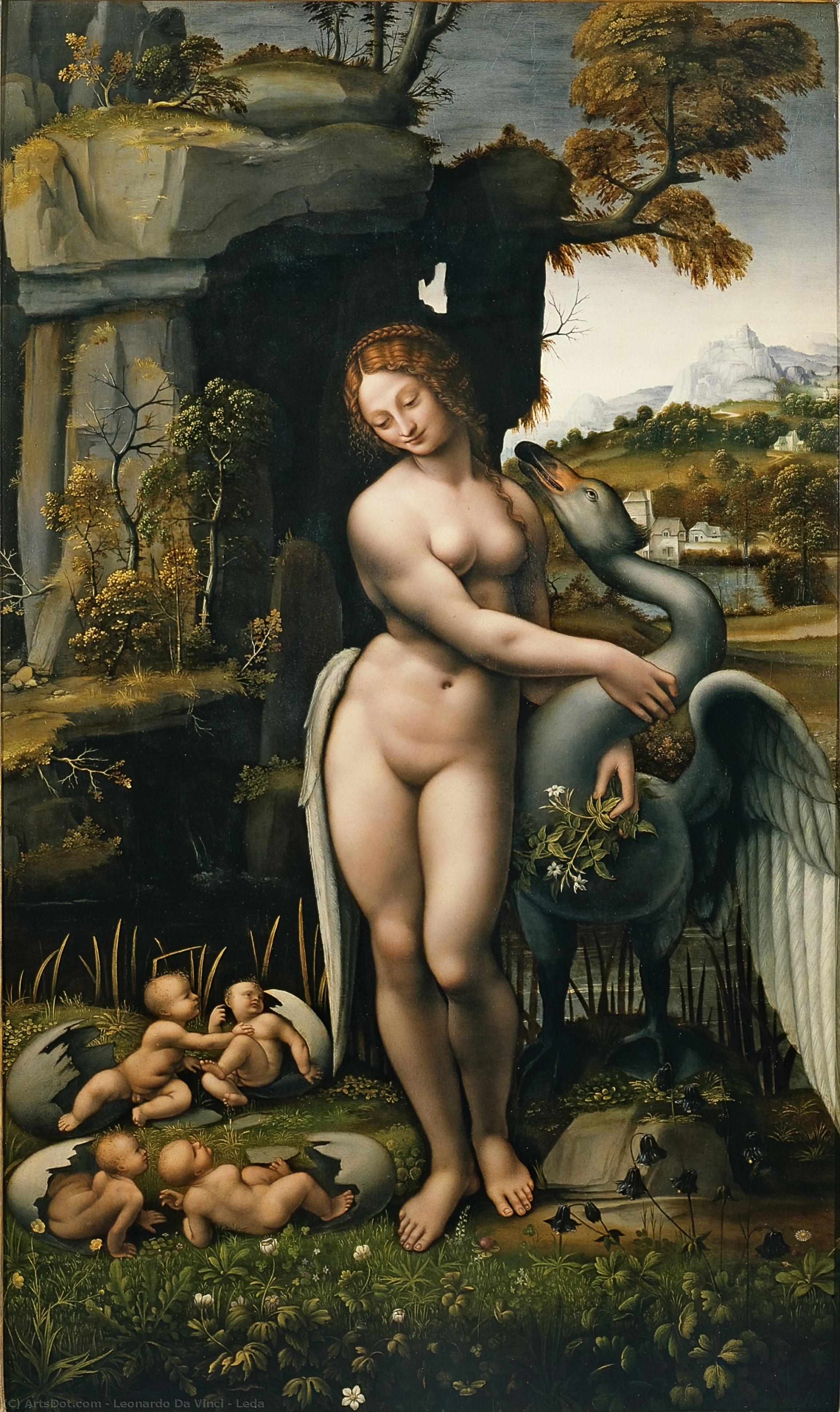 顺序 藝術再現 Leda 。, 1510 通过 Leonardo Da Vinci (1452-1519, Italy) | ArtsDot.com