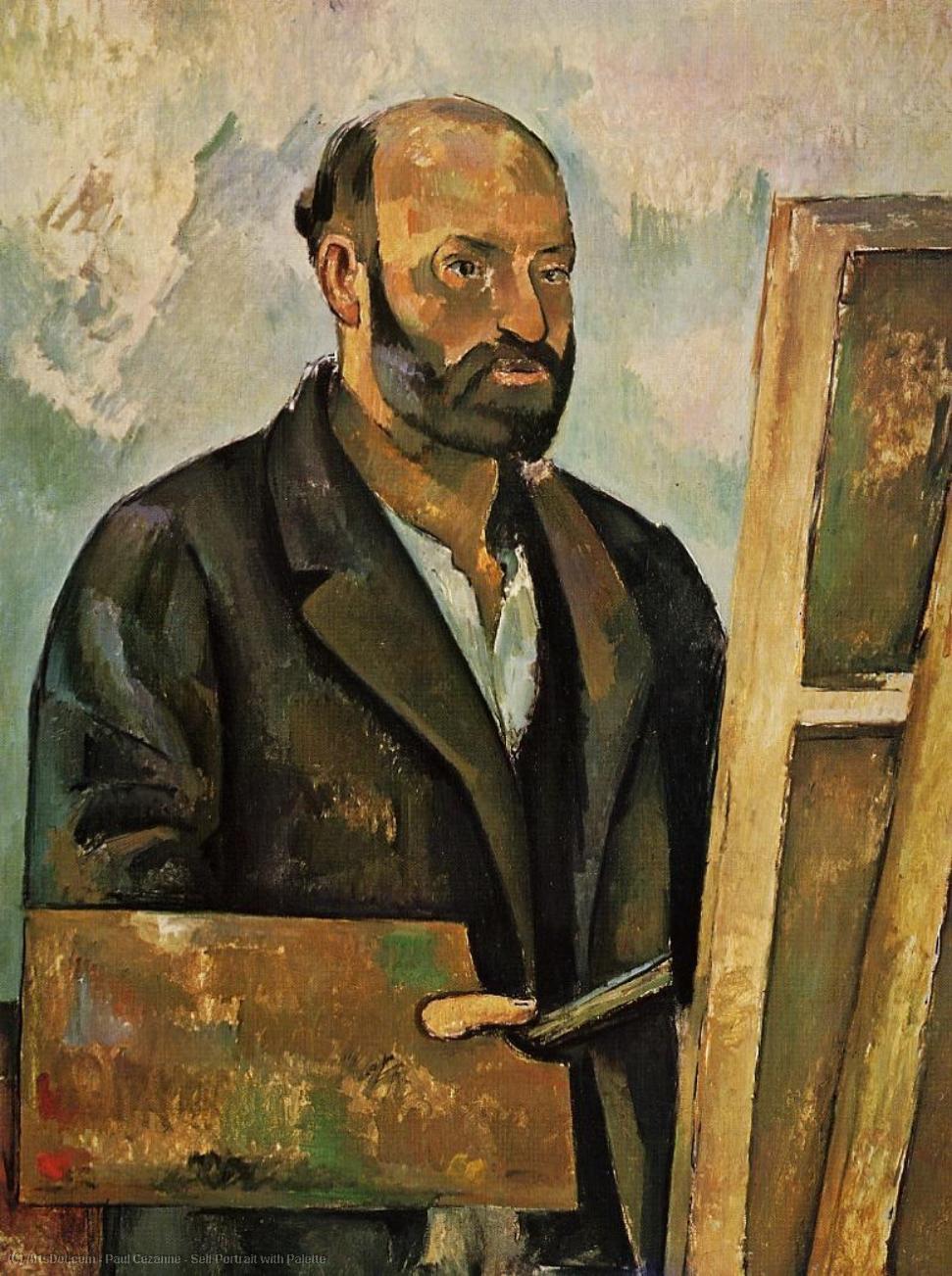 Order Paintings Reproductions Self Portrait with Palette, 1890 by Paul Cezanne (1839-1906, France) | ArtsDot.com