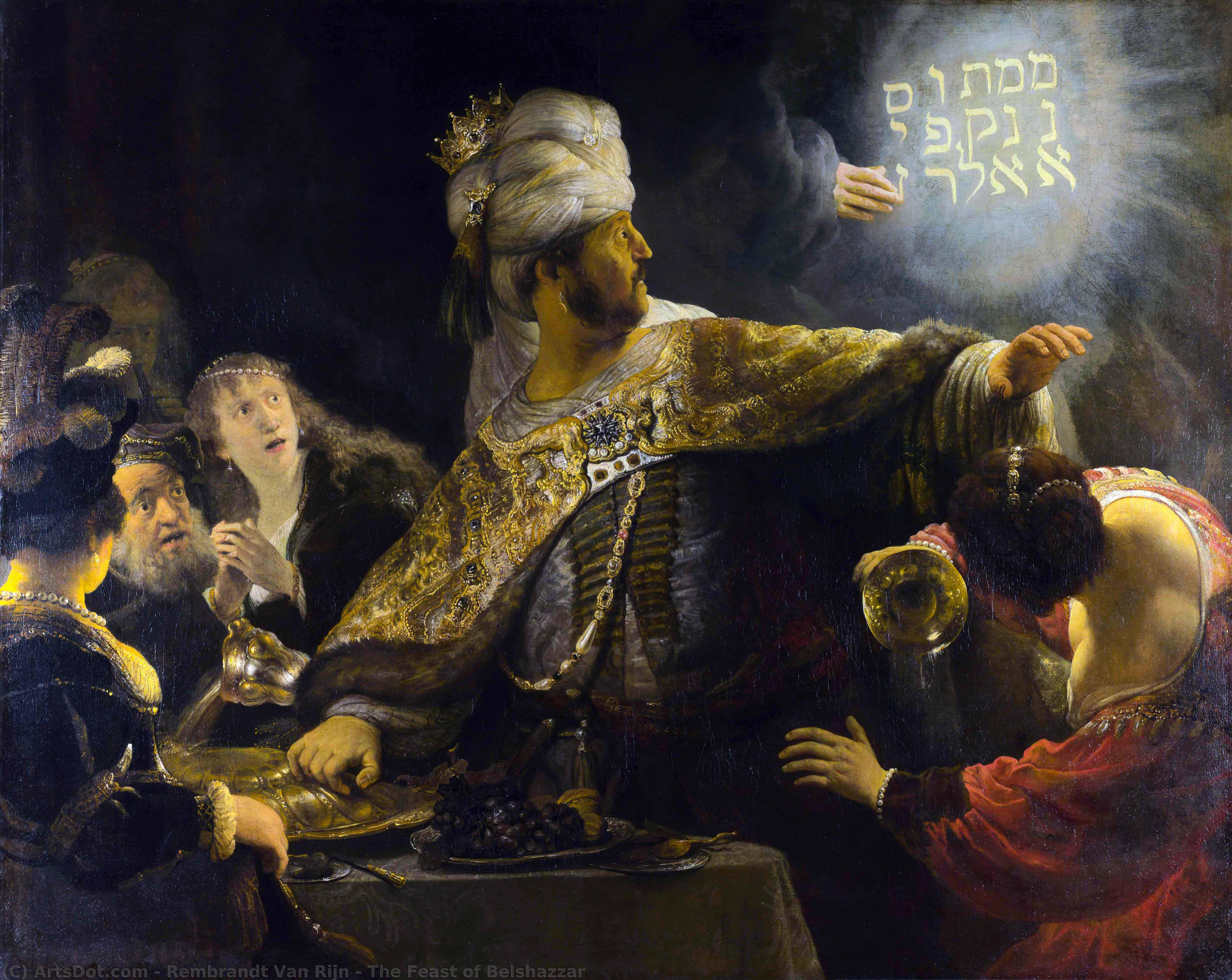 顺序 藝術再現 贝尔沙扎节, 1635 通过 Rembrandt Van Rijn (1606-1669, Netherlands) | ArtsDot.com