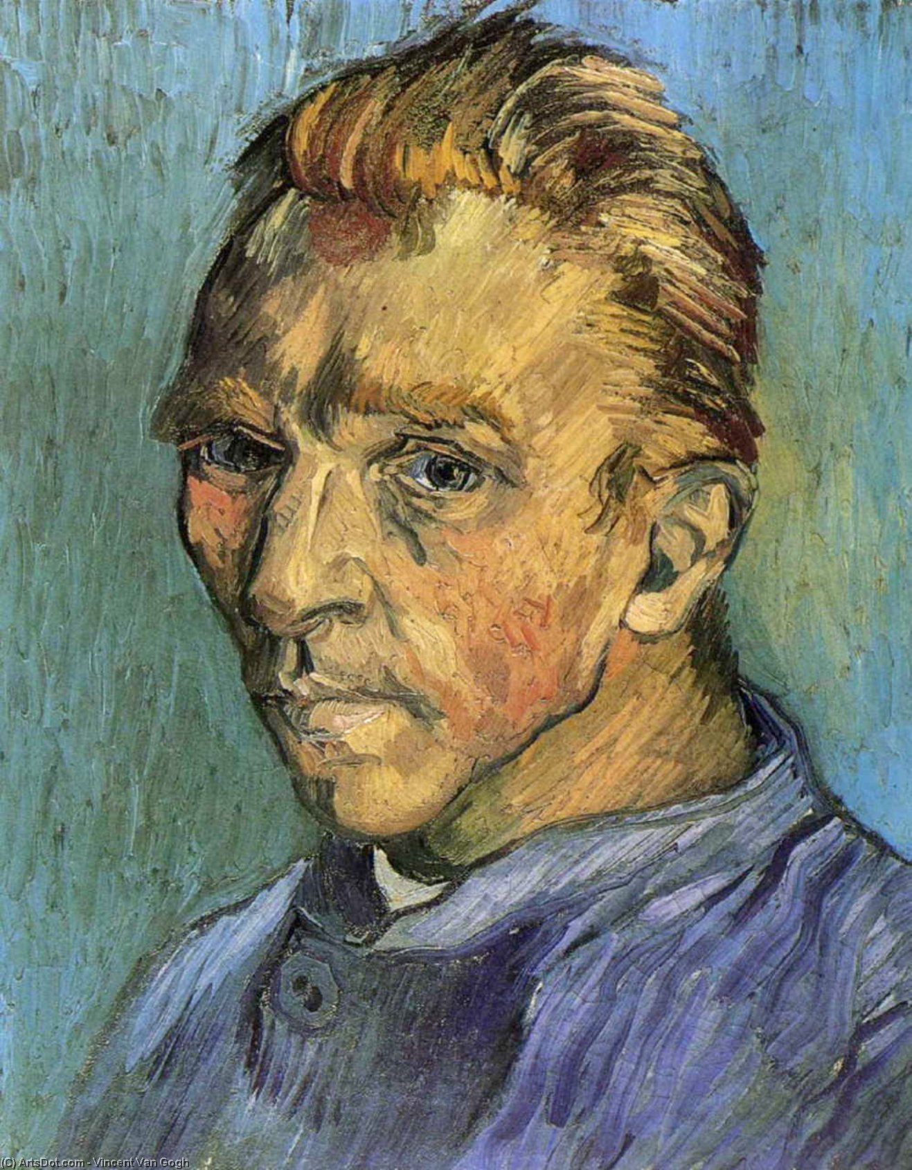順序 油絵 セルフポートレート, 1889 バイ Vincent Van Gogh (1853-1890, Netherlands) | ArtsDot.com