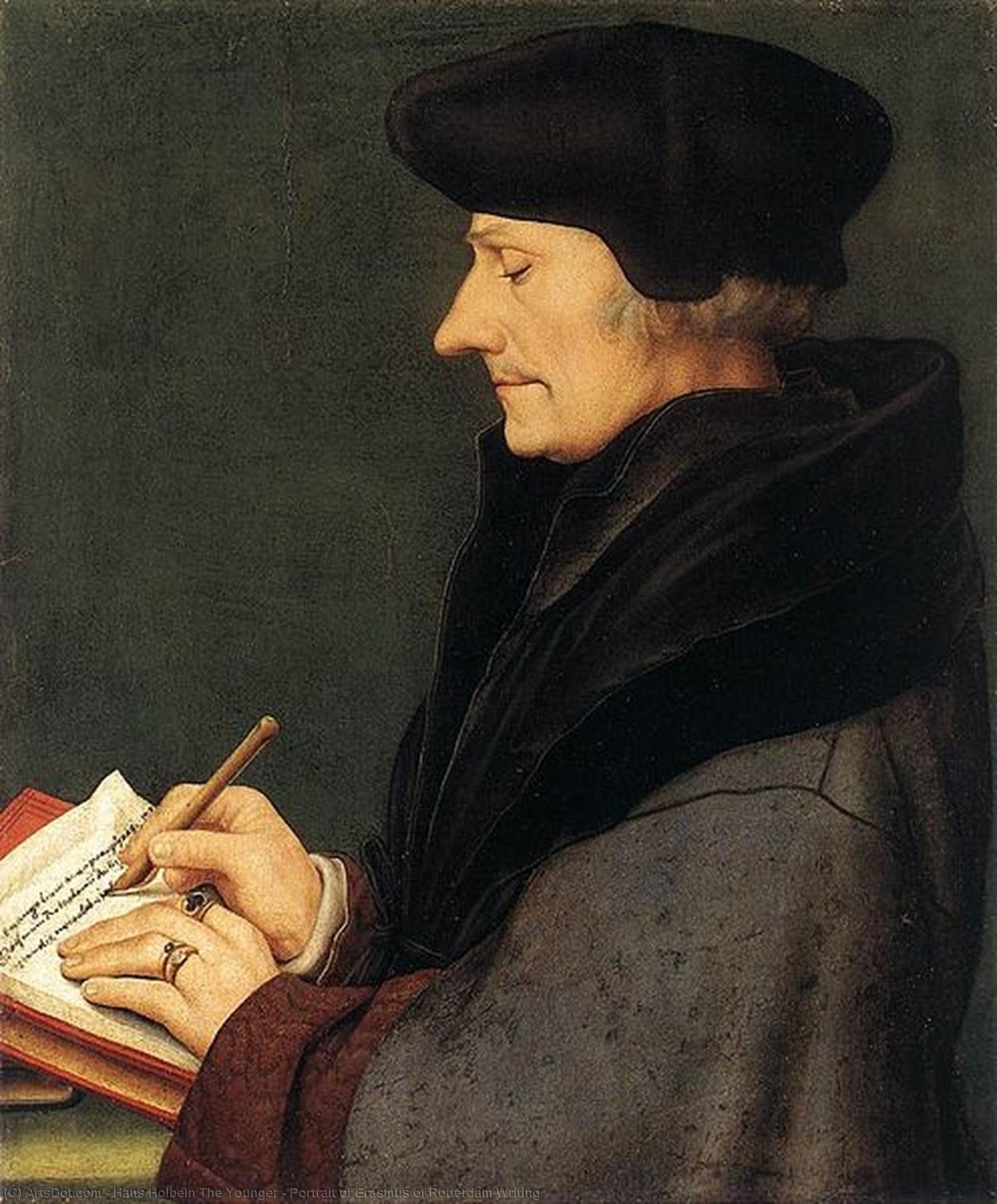 Comprar Reproducciones De Arte Del Museo Retrato de Erasmus de Rotterdam Escribiendo, 1523 de Hans Holbein The Younger (1497-1543, Italy) | ArtsDot.com