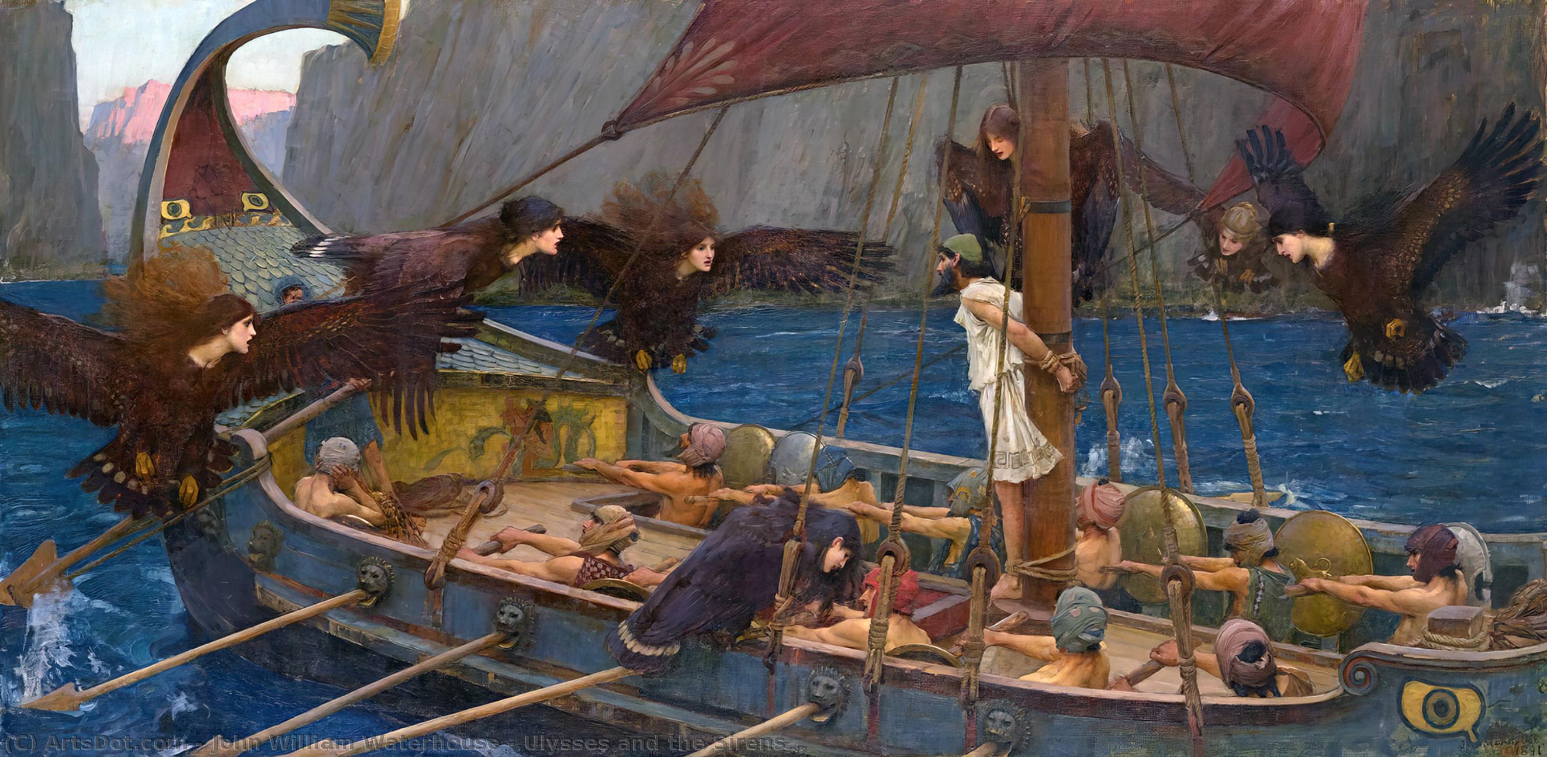 Order Art Reproductions Ulysses and the Sirens, 1891 by John William Waterhouse (1849-1917, Italy) | ArtsDot.com