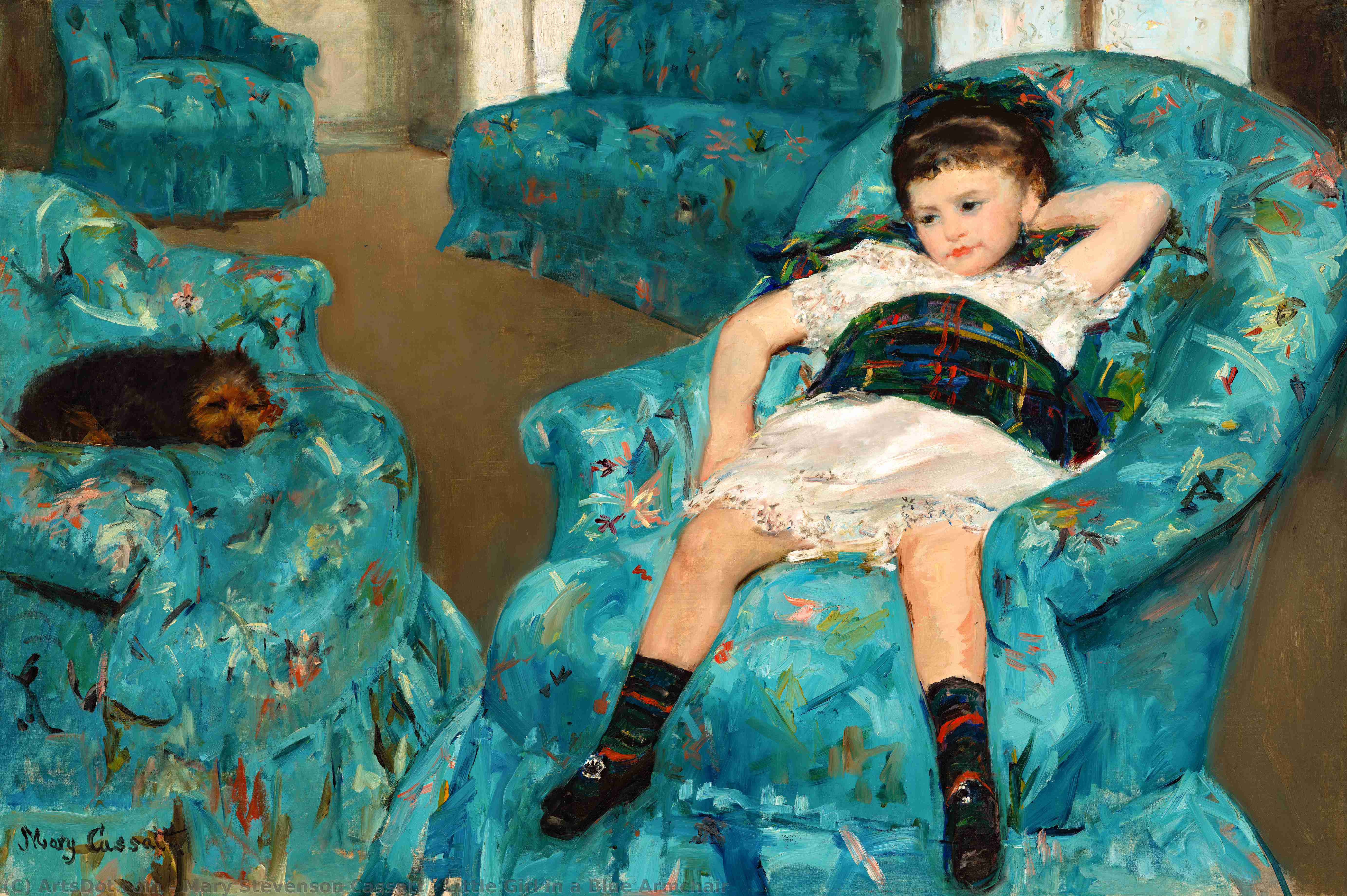 Buy Museum Art Reproductions Little Girl in a Blue Armchair, 1878 by Mary Stevenson Cassatt (1843-1926, United States) | ArtsDot.com
