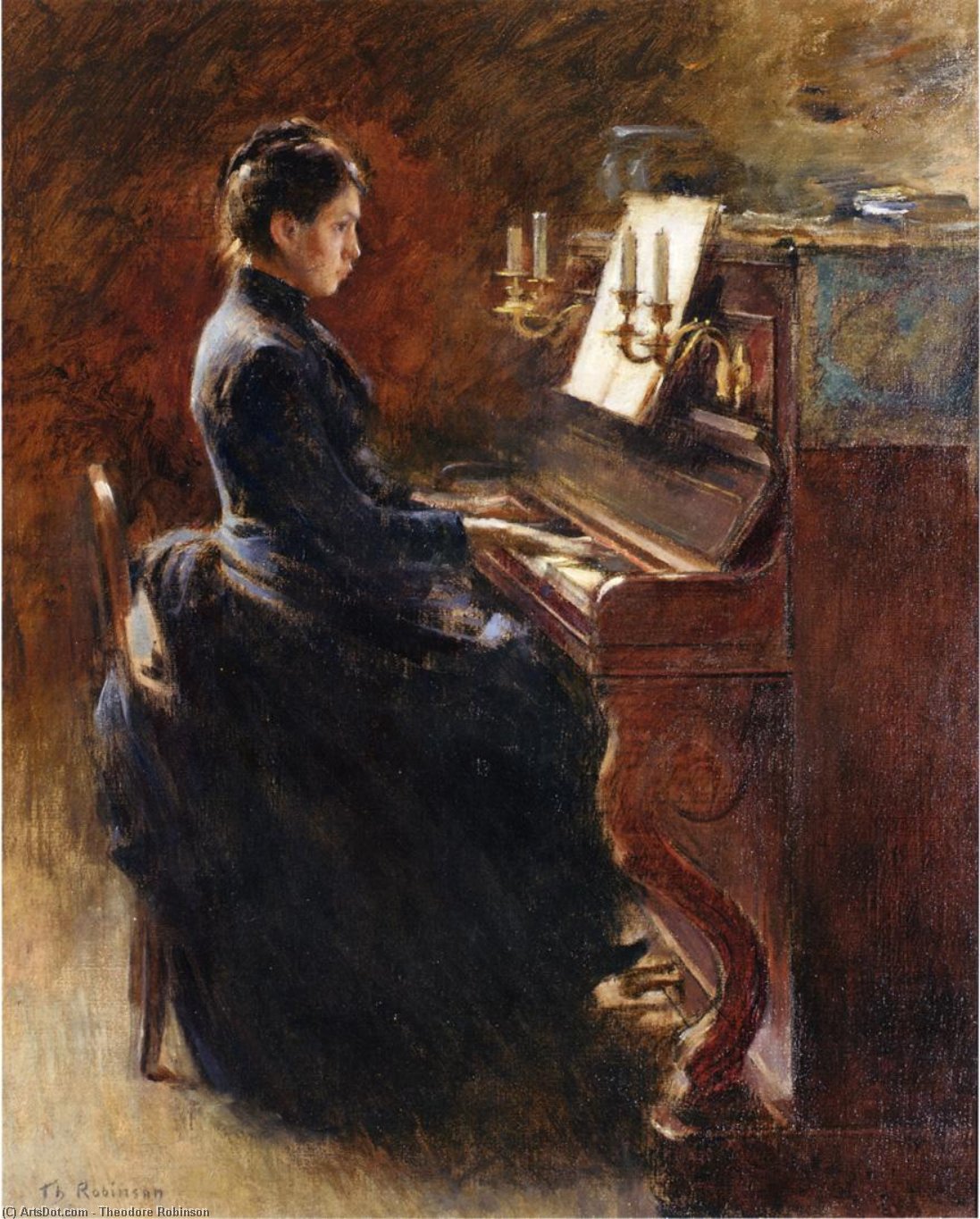 Order Oil Painting Replica Girl at Piano, 1887 by Theodore Robinson (1852-1896, United States) | ArtsDot.com