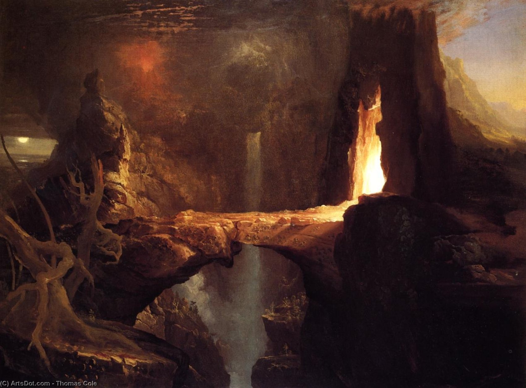 順序 手描き油絵 エクステンション。 月と火炎, 1828 バイ Thomas Cole (1801-1848, United Kingdom) | ArtsDot.com