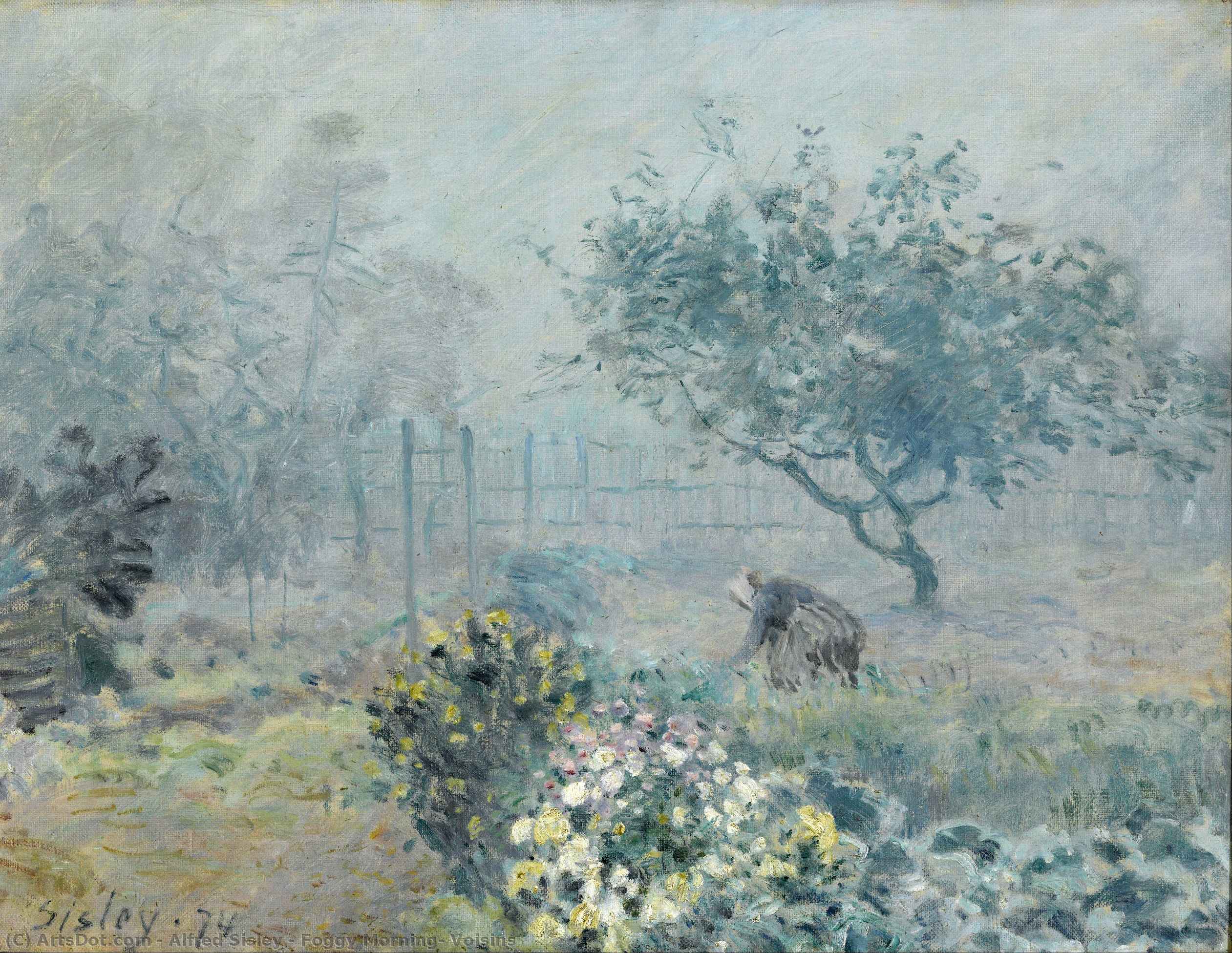 Order Paintings Reproductions Misty Morning in Veneux, 1874 by Alfred Sisley (1839-1899, France) | ArtsDot.com