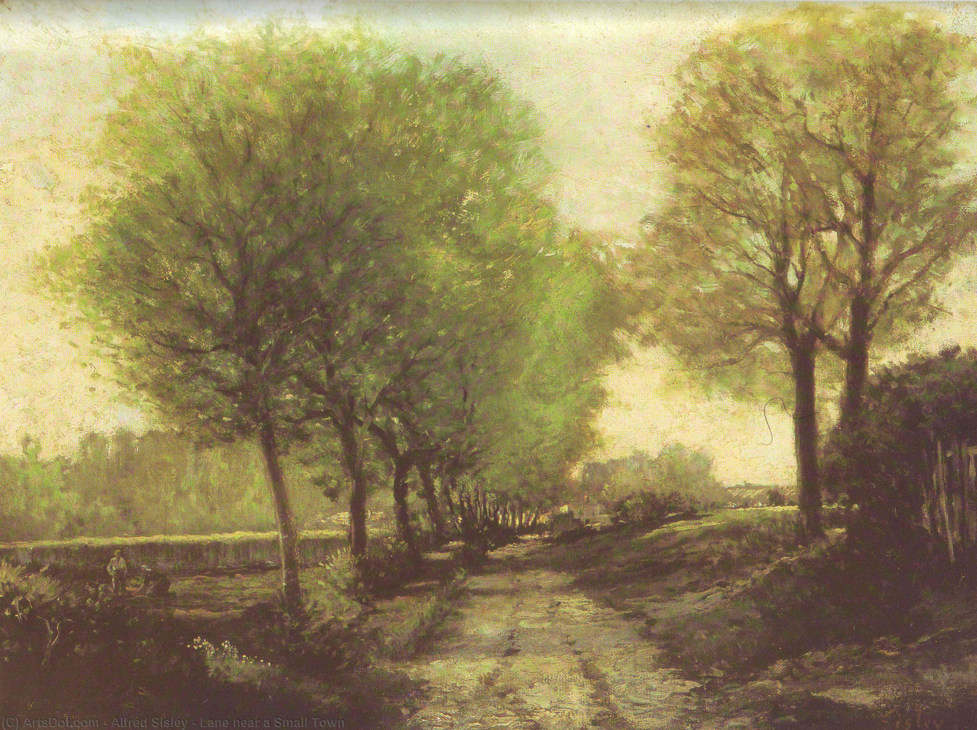 Pedir Reproducciones De Pinturas Lane cerca de una pequeña ciudad, 1864 de Alfred Sisley (1839-1899, France) | ArtsDot.com