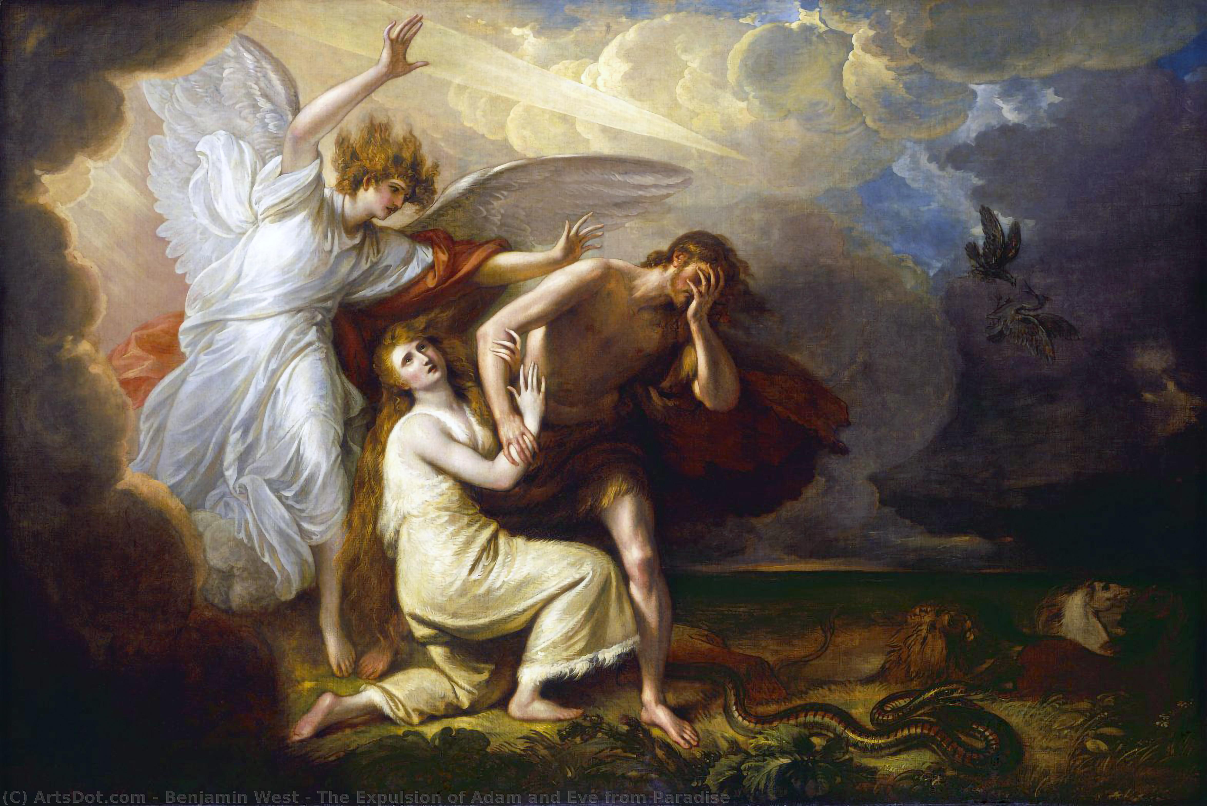 Order Paintings Reproductions The Expulsion of Adam and Eve from Paradise, 1791 by Benjamin West (1738-1820, United States) | ArtsDot.com