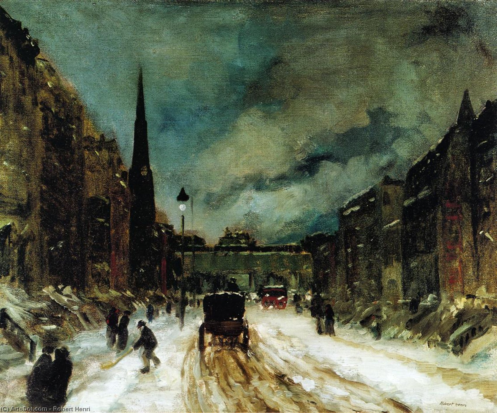 Buy Museum Art Reproductions Street Scene with Snow, 1902 by Robert Henri (1865-1929, United States) | ArtsDot.com