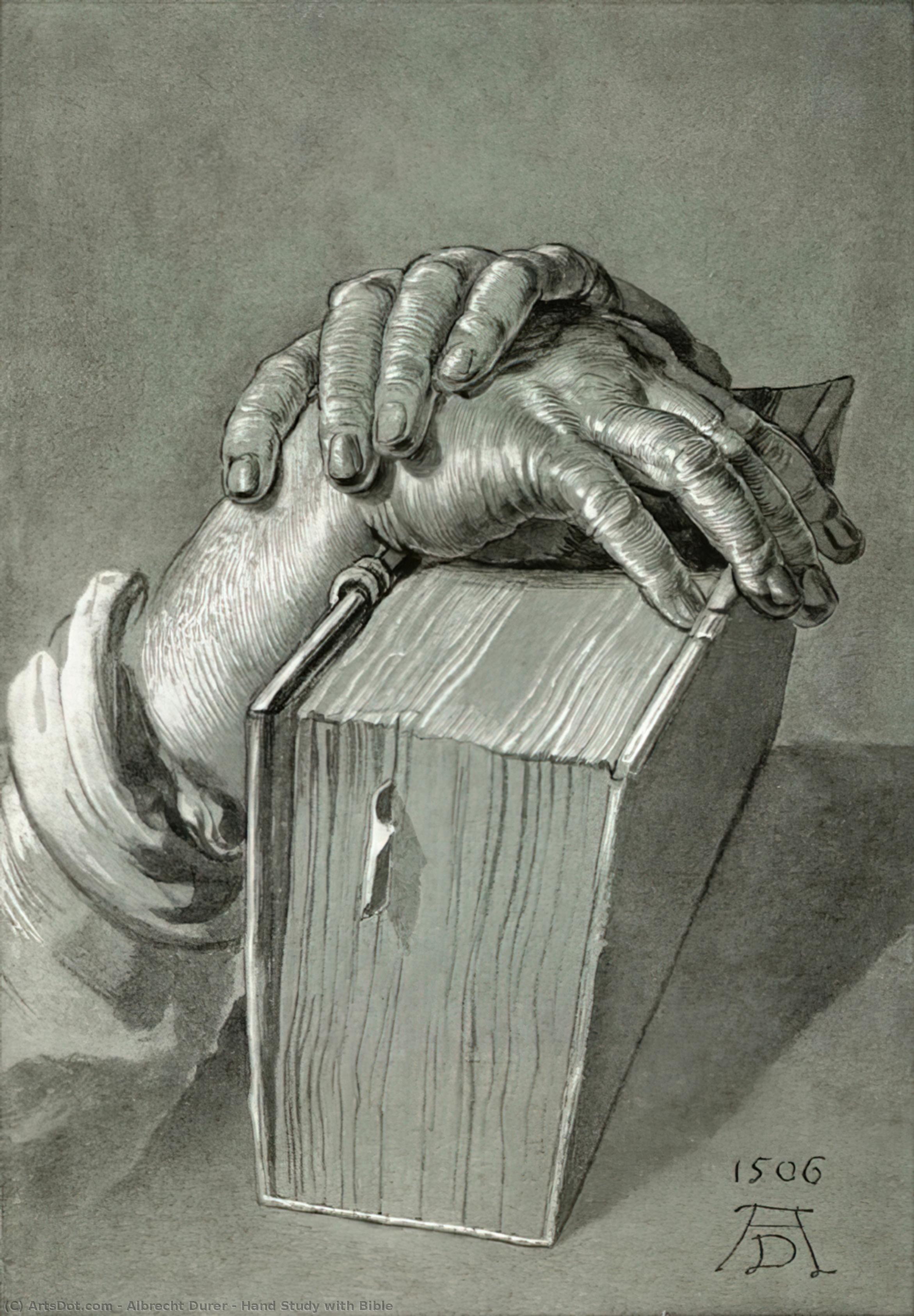 Pedir Reproducciones De Arte Estudio de mano con la Biblia de Albrecht Durer (1471-1528, Italy) | ArtsDot.com