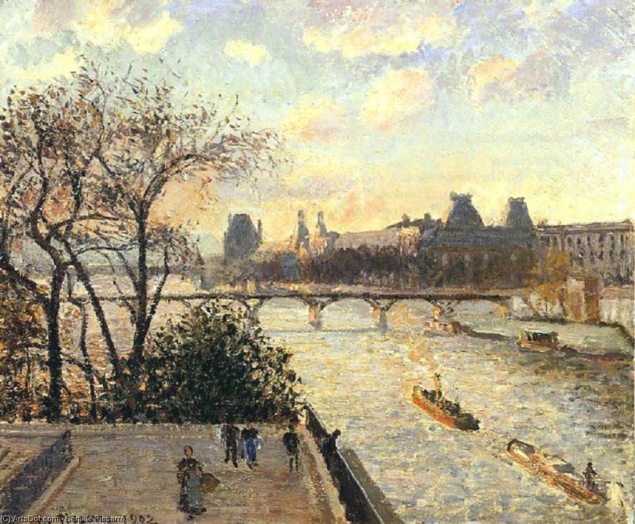Order Paintings Reproductions The Louvre and the Seine from the Pont Neuf, 1902 by Camille Pissarro (1830-1903, United States) | ArtsDot.com