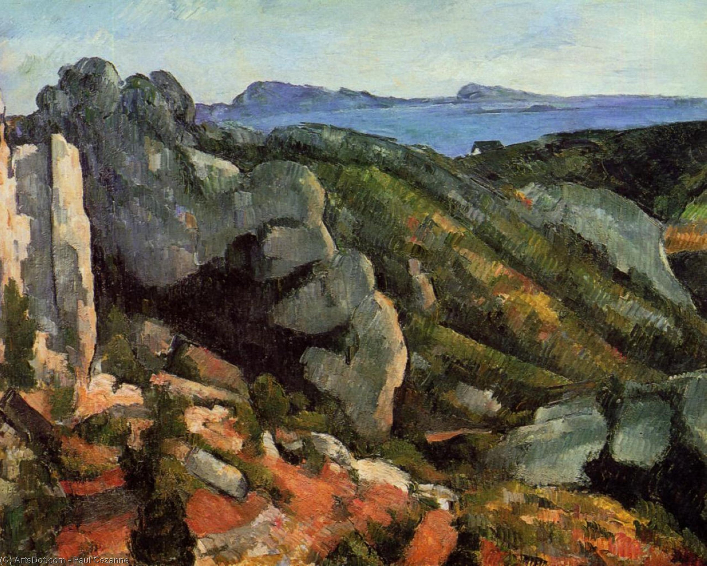Ordinare Riproduzioni Di Quadri Rocce a L`Estaque, 1882 di Paul Cezanne (1839-1906, France) | ArtsDot.com